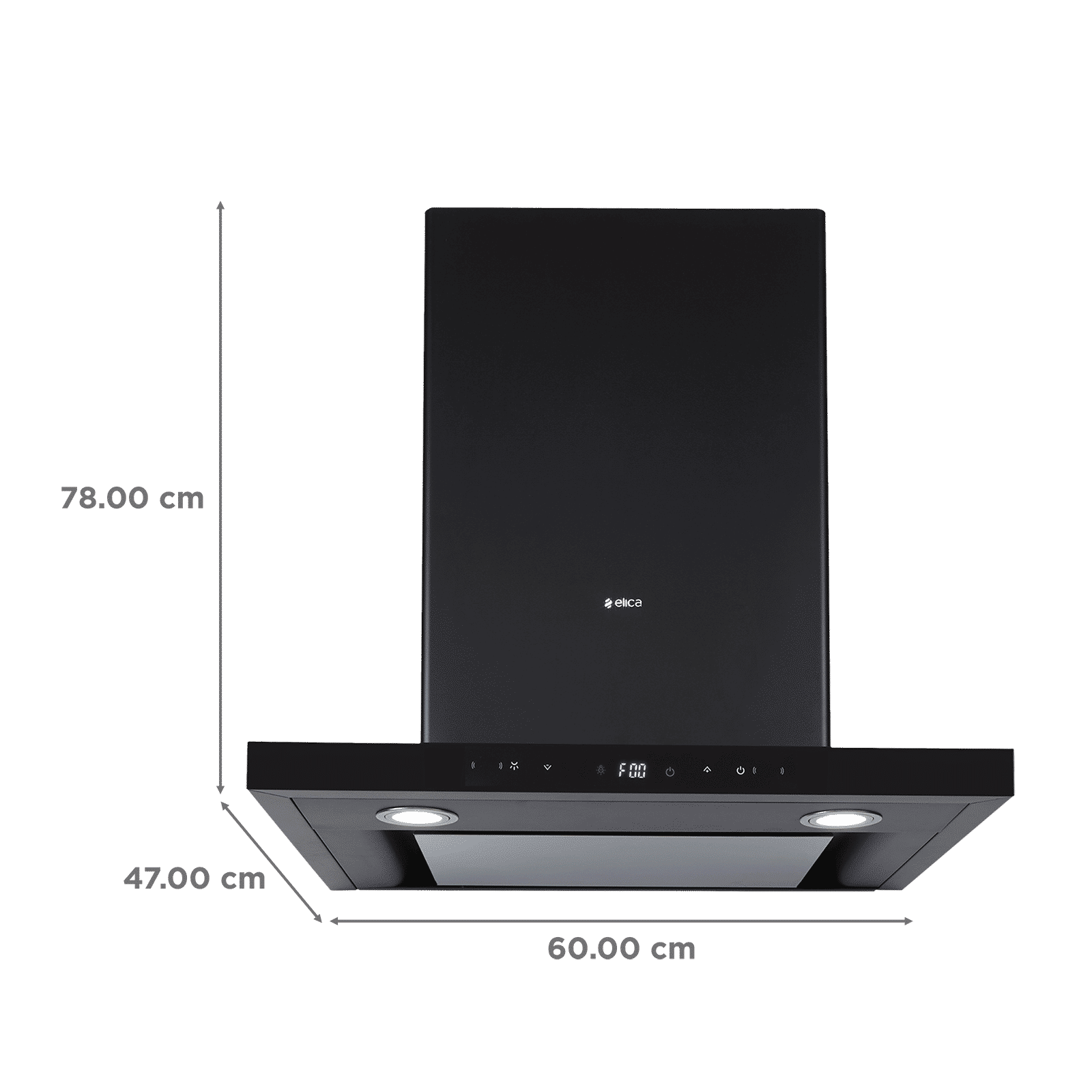 elica ISMART SPOT H4 EDS LTW 60 NERO 60cm 1425m³/hr Ducted Wall Mounted Chimney with Motion Sensor Control (Black)_2