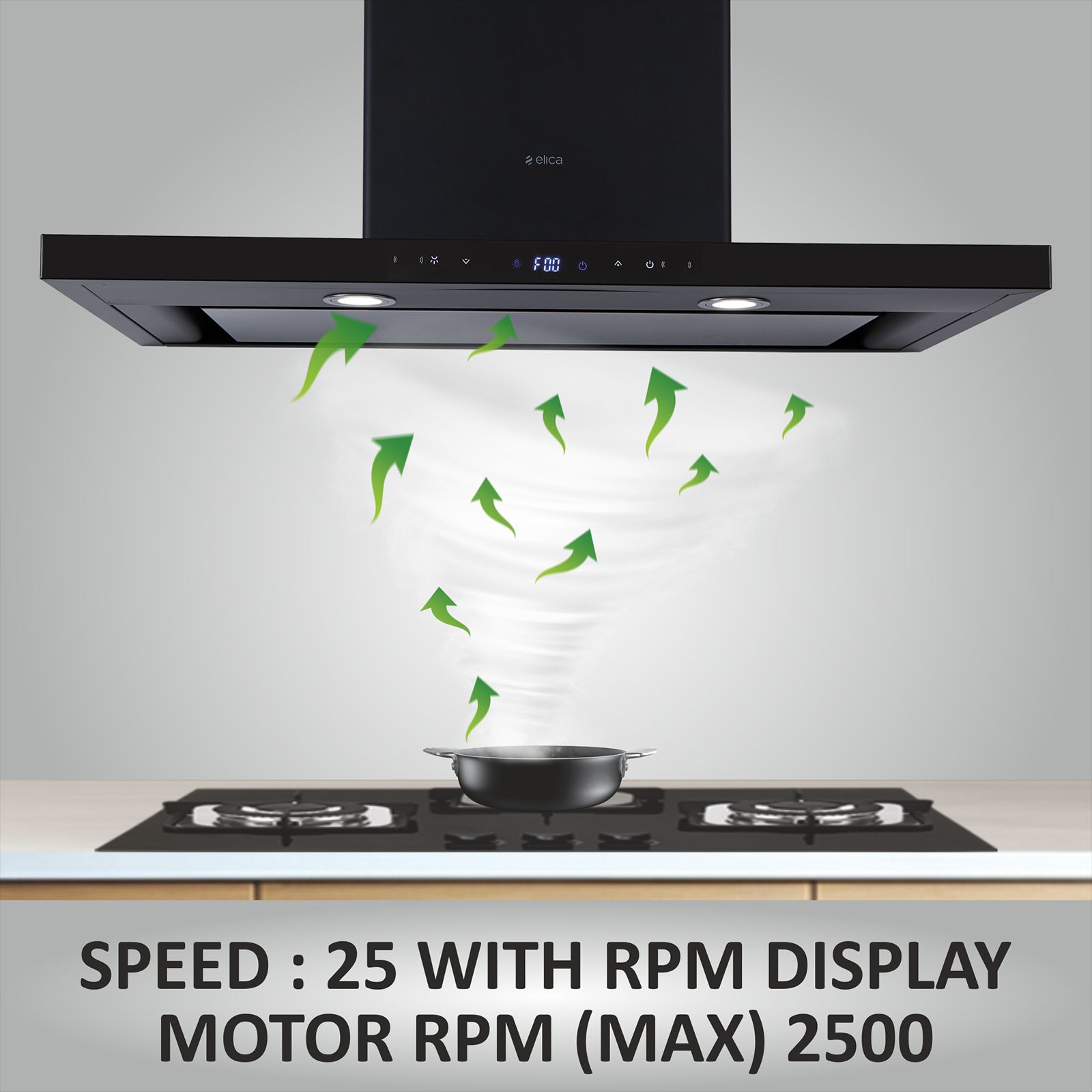 elica ISMART SPOT H4 EDS LTW 90 NERO 90cm 1425m³/hr Ducted Wall Mounted Chimney with Motion Sensor Control (Black)_6