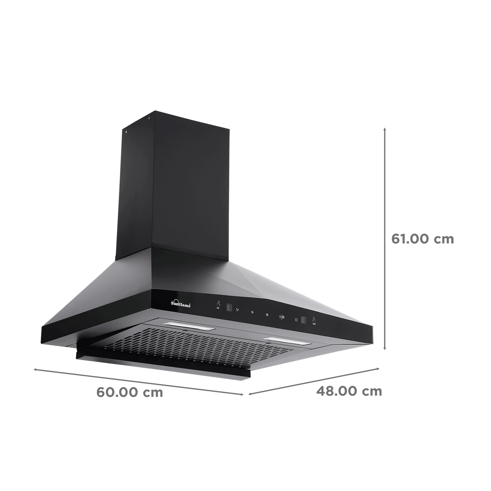 Sunflame Sapphire 60cm 1200m3/hr Ducted Auto Clean Wall Mounted Chimney with Motion Sensor (Black)_2