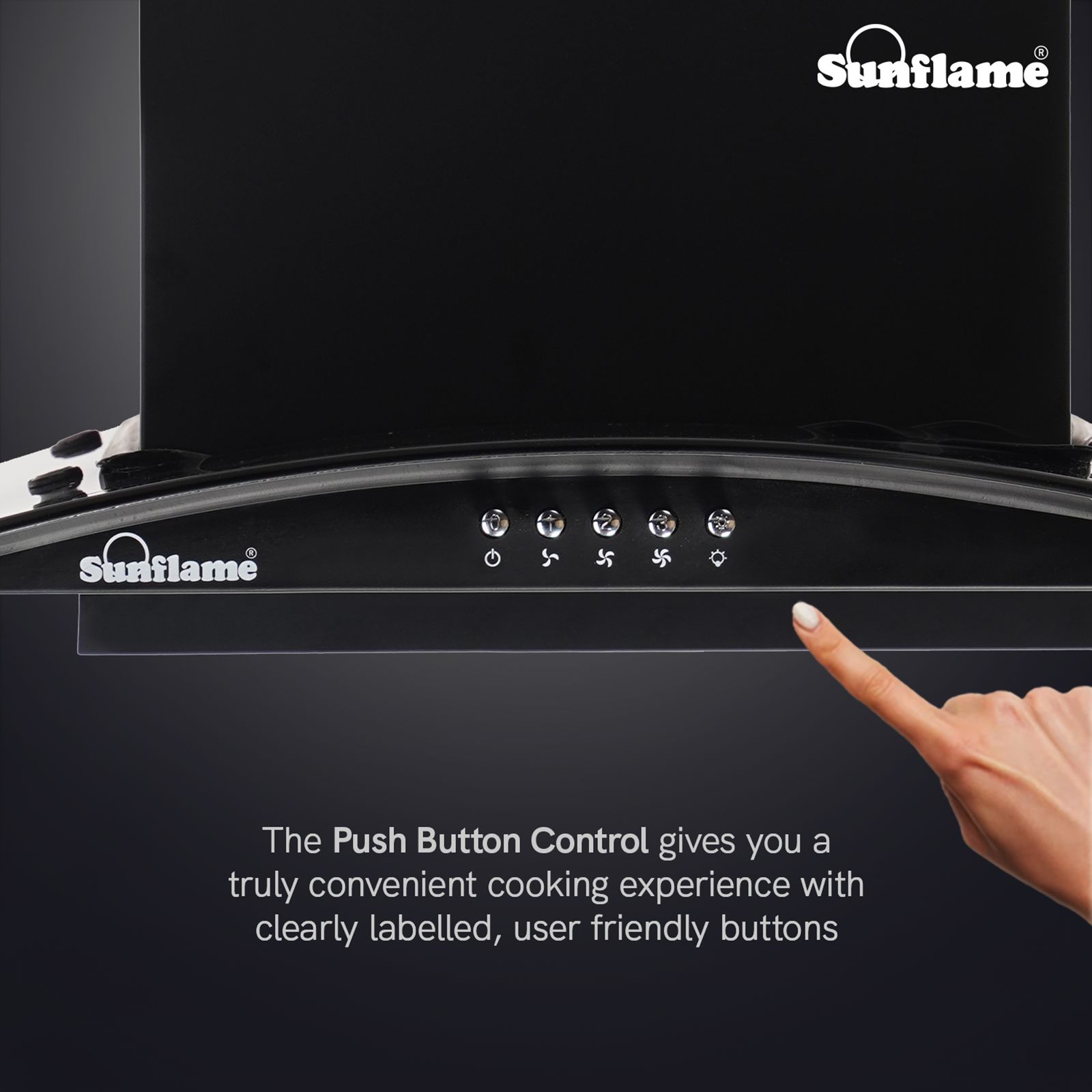 Sunflame Naples 60cm 1100m3/h Ducted Wall Mounted Chimney with 3-Speed Exhaust Fan (Black)_8