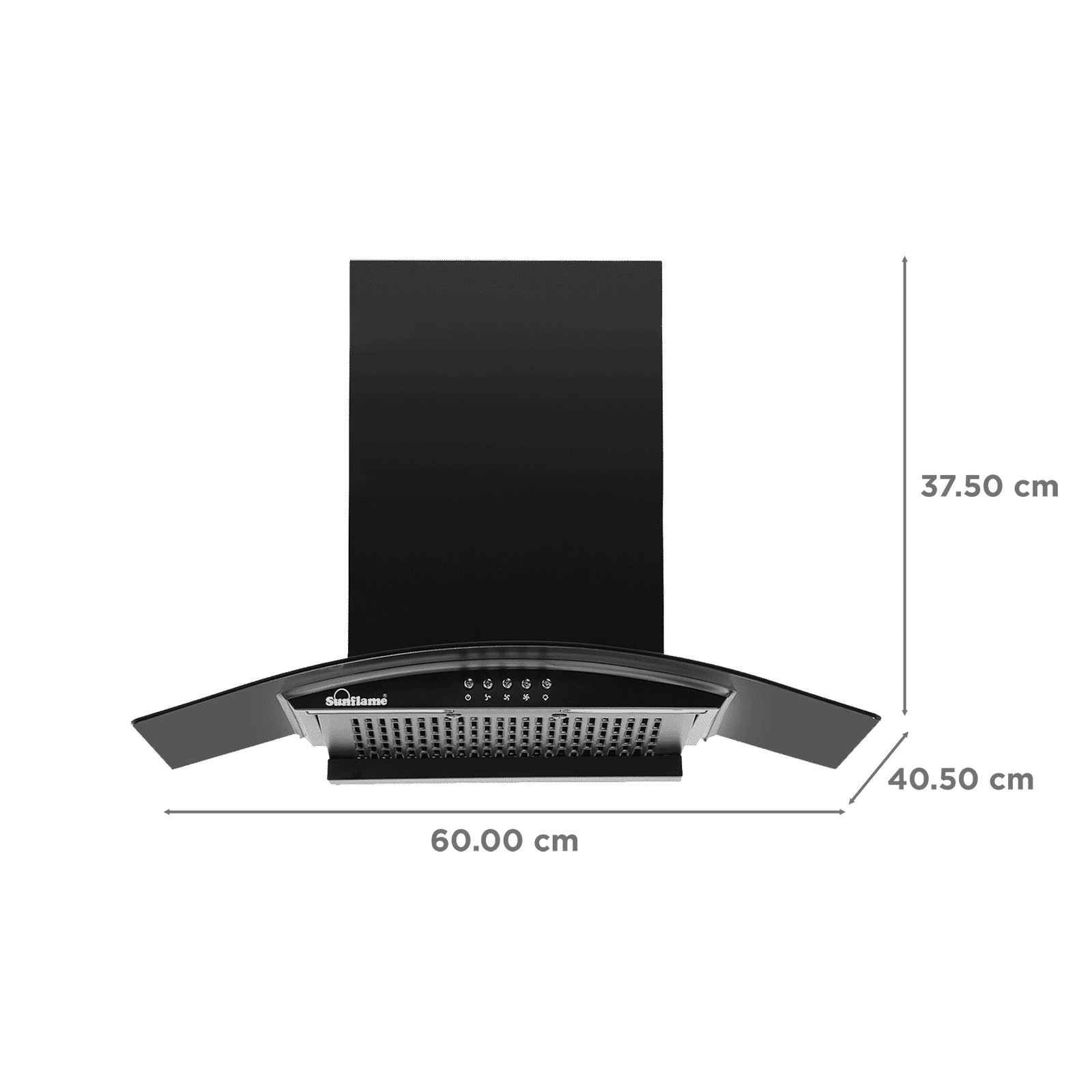 Sunflame Naples 60cm 1100m3/h Ducted Wall Mounted Chimney with 3-Speed Exhaust Fan (Black)_2