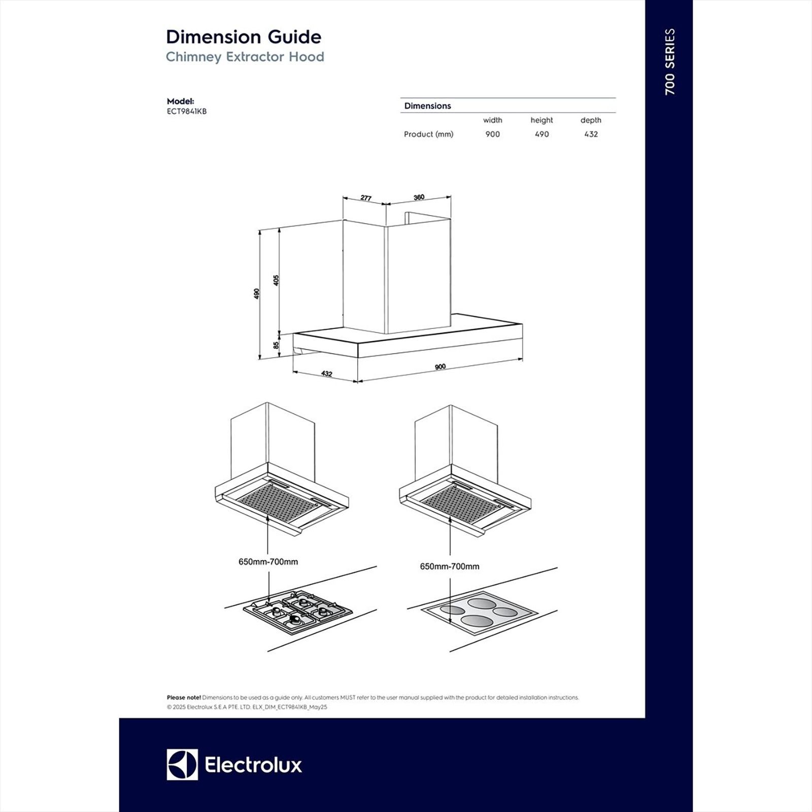 Electrolux 700 Series 90cm 801m3/hr Ducted Auto Clean Wall Mounted Chimney with Gesture Control (Black)_15