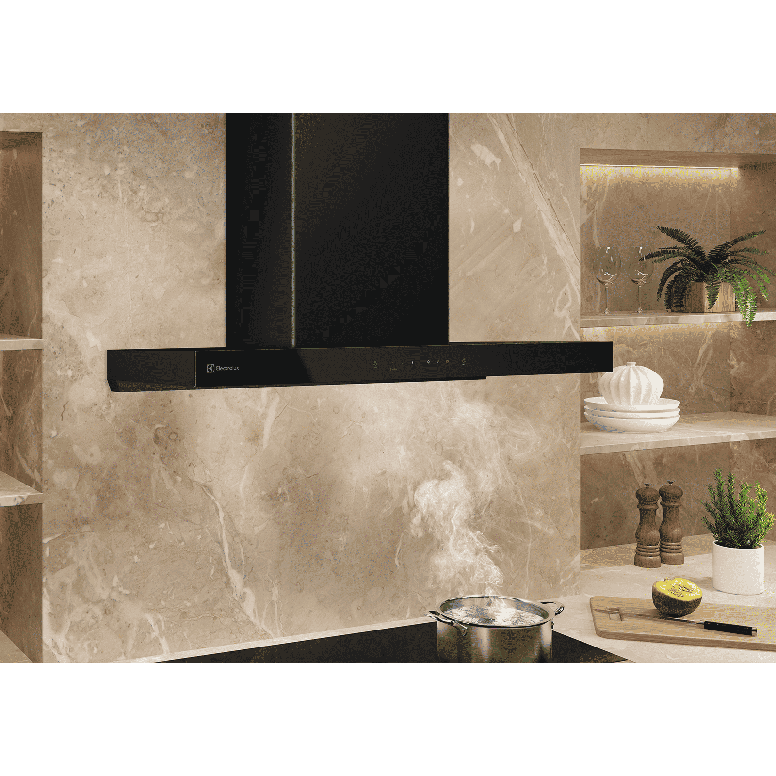 Electrolux 700 Series 90cm 801m3/hr Ducted Auto Clean Wall Mounted Chimney with Gesture Control (Black)_6