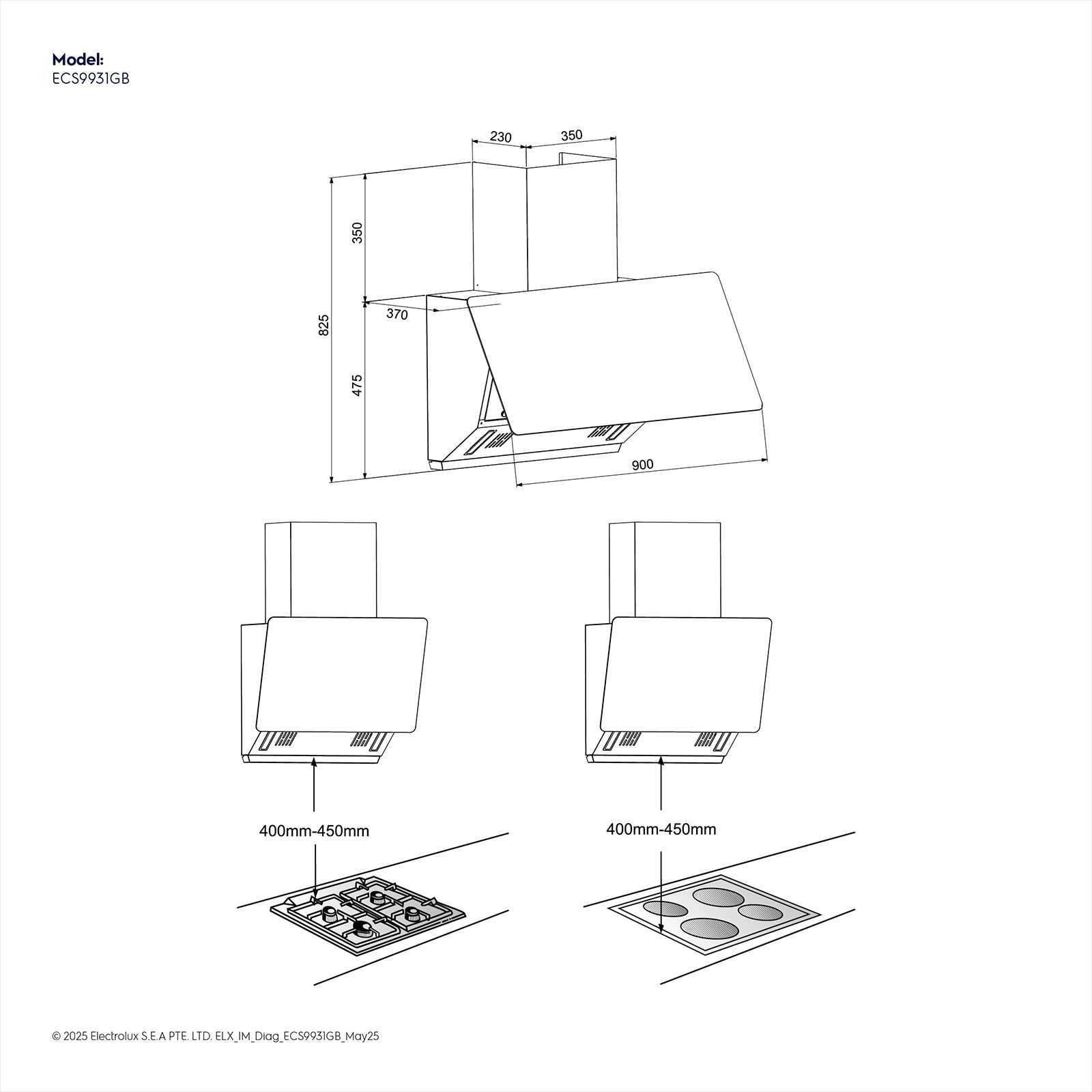 Electrolux 700 Series 90cm 856m3/hr Ducted Auto Clean Wall Mounted Chimney with Gesture Control (Black)_15