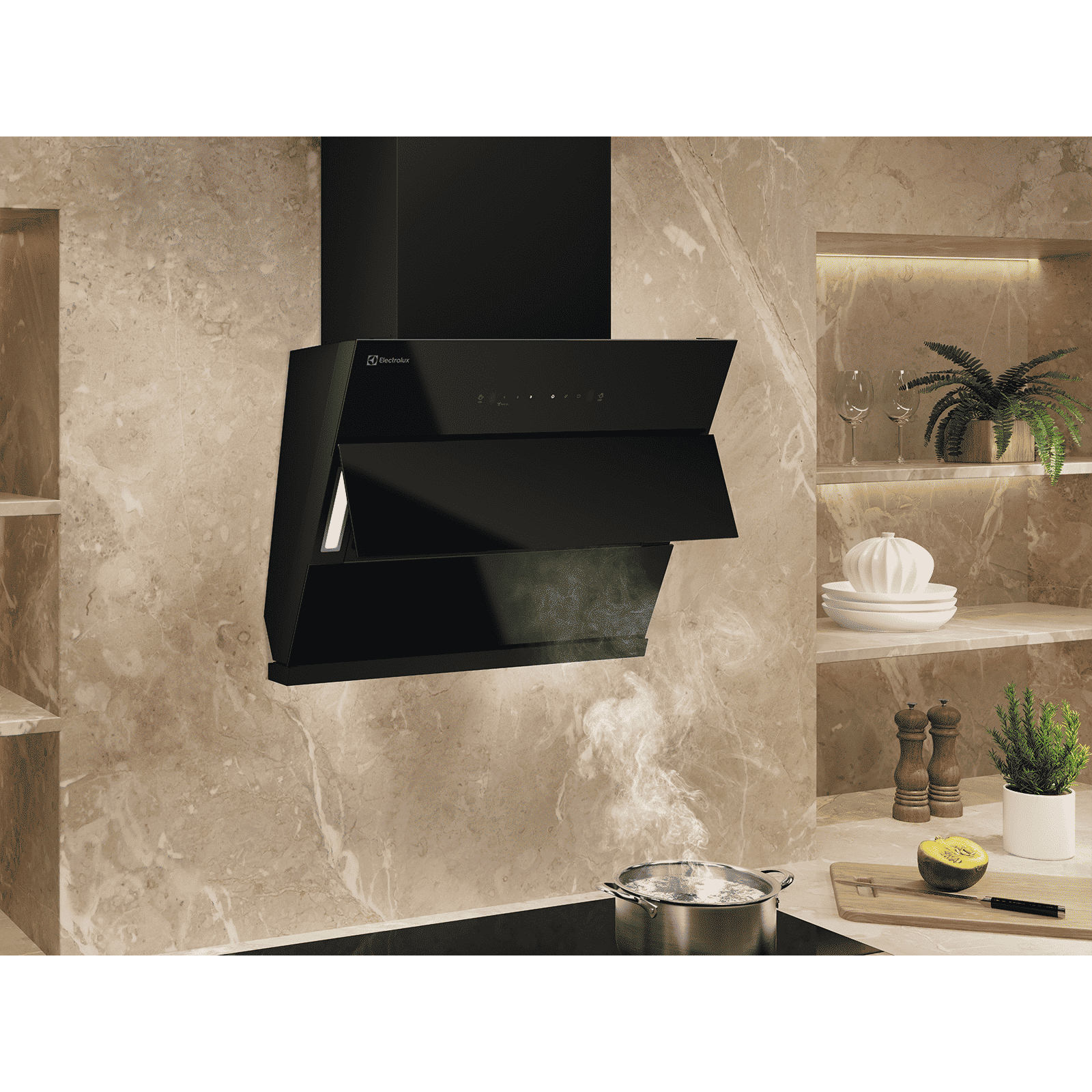 Electrolux 700 Series 60cm 821m3/hr Ducted Auto Clean Wall Mounted Chimney with Gesture Control (Black)_6