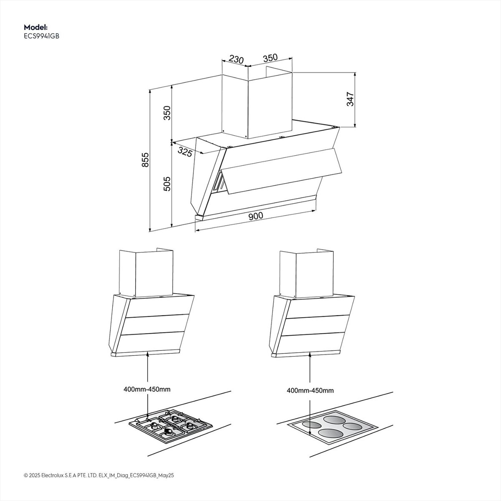 Electrolux 700 Series 90cm 802m3/hr Ducted Auto Clean Wall Mounted Chimney with Gesture Control (Black)_8