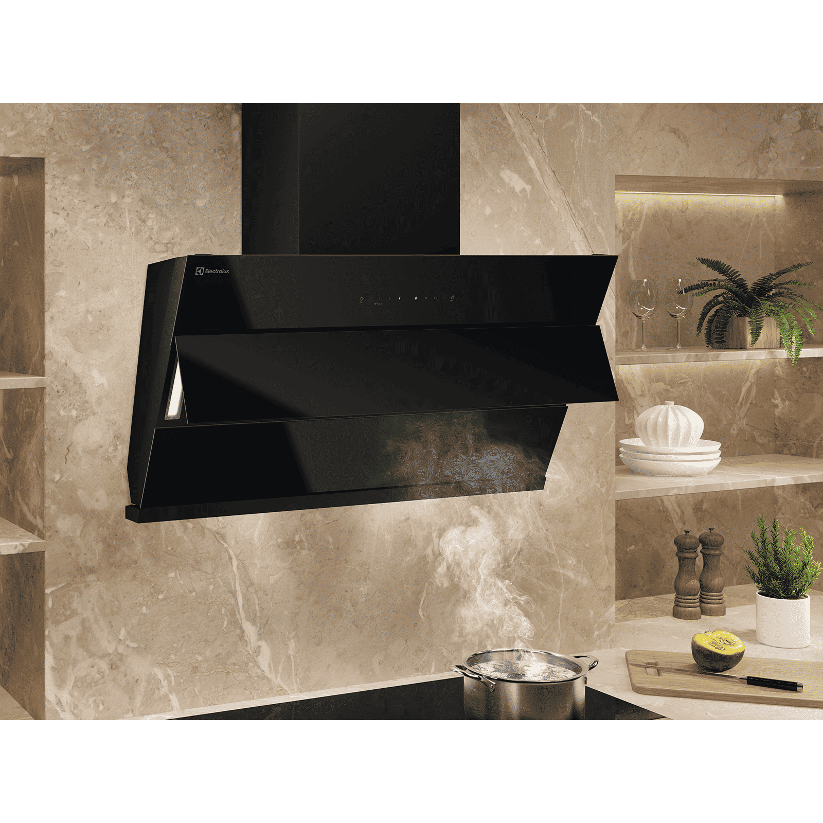 Electrolux 700 Series 90cm 802m3/hr Ducted Auto Clean Wall Mounted Chimney with Gesture Control (Black)_6