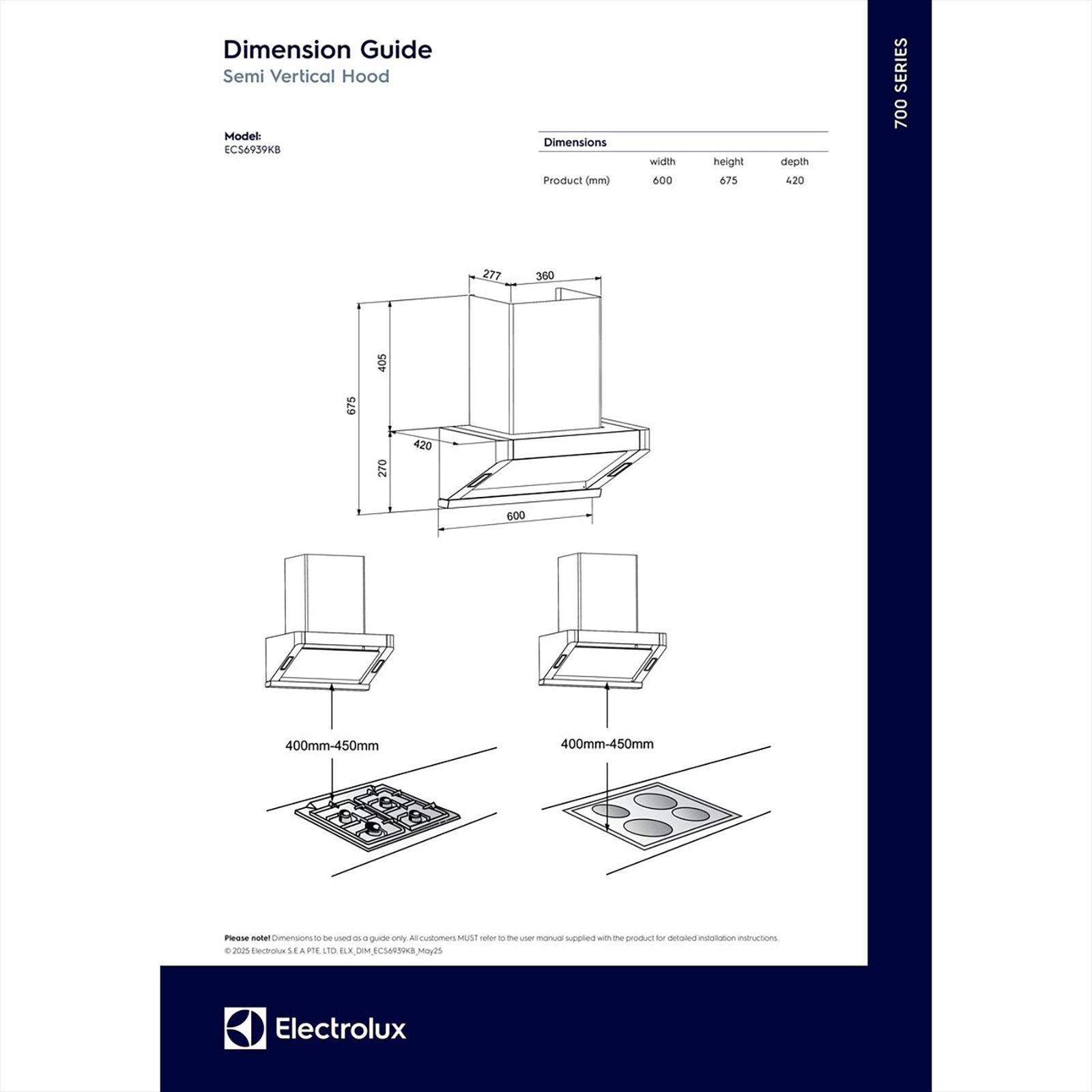 Electrolux 700 Series 60cm 730m3/hr Ducted Auto Clean Wall Mounted Chimney with Gesture Control (Black)_15