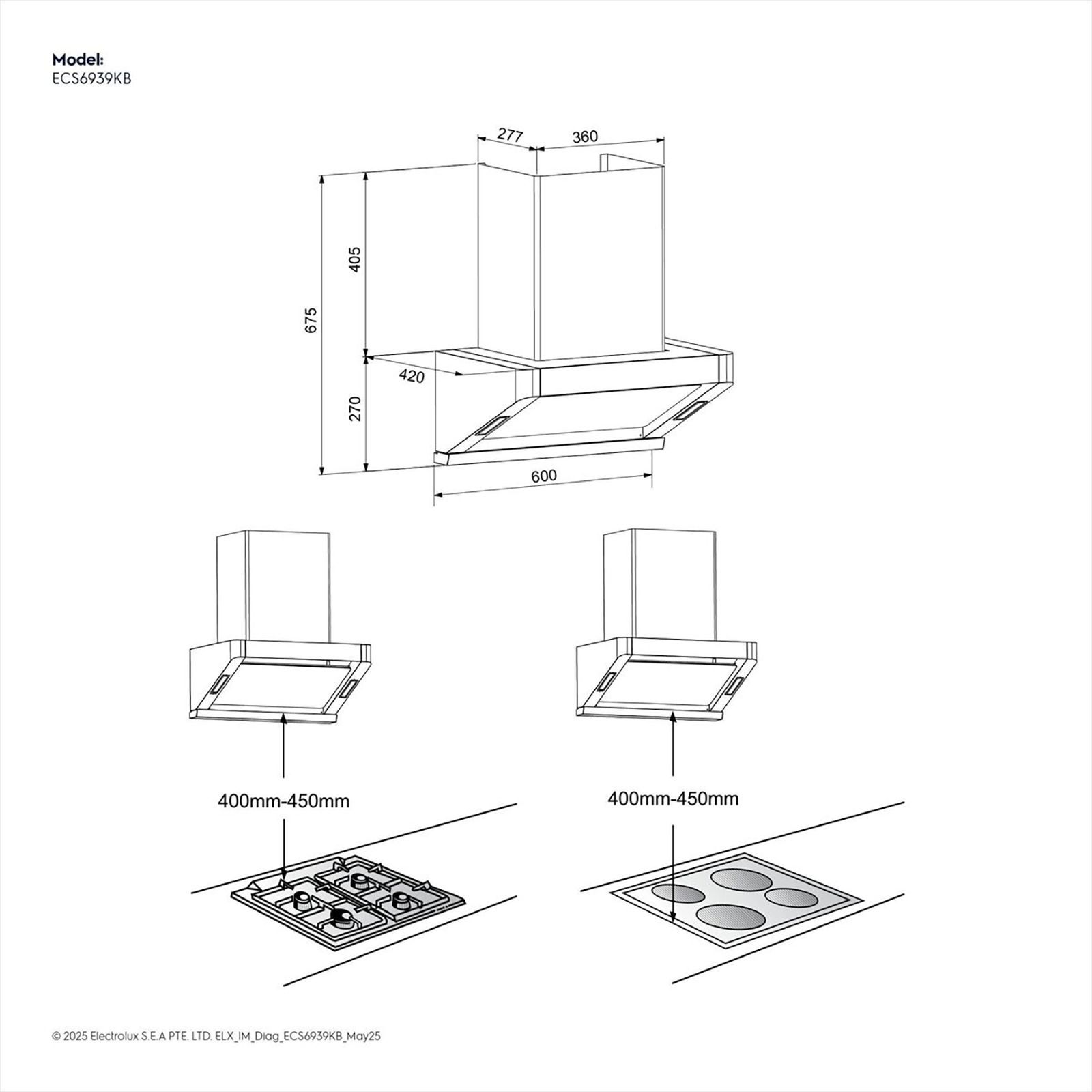 Electrolux 700 Series 60cm 730m3/hr Ducted Auto Clean Wall Mounted Chimney with Gesture Control (Black)_16