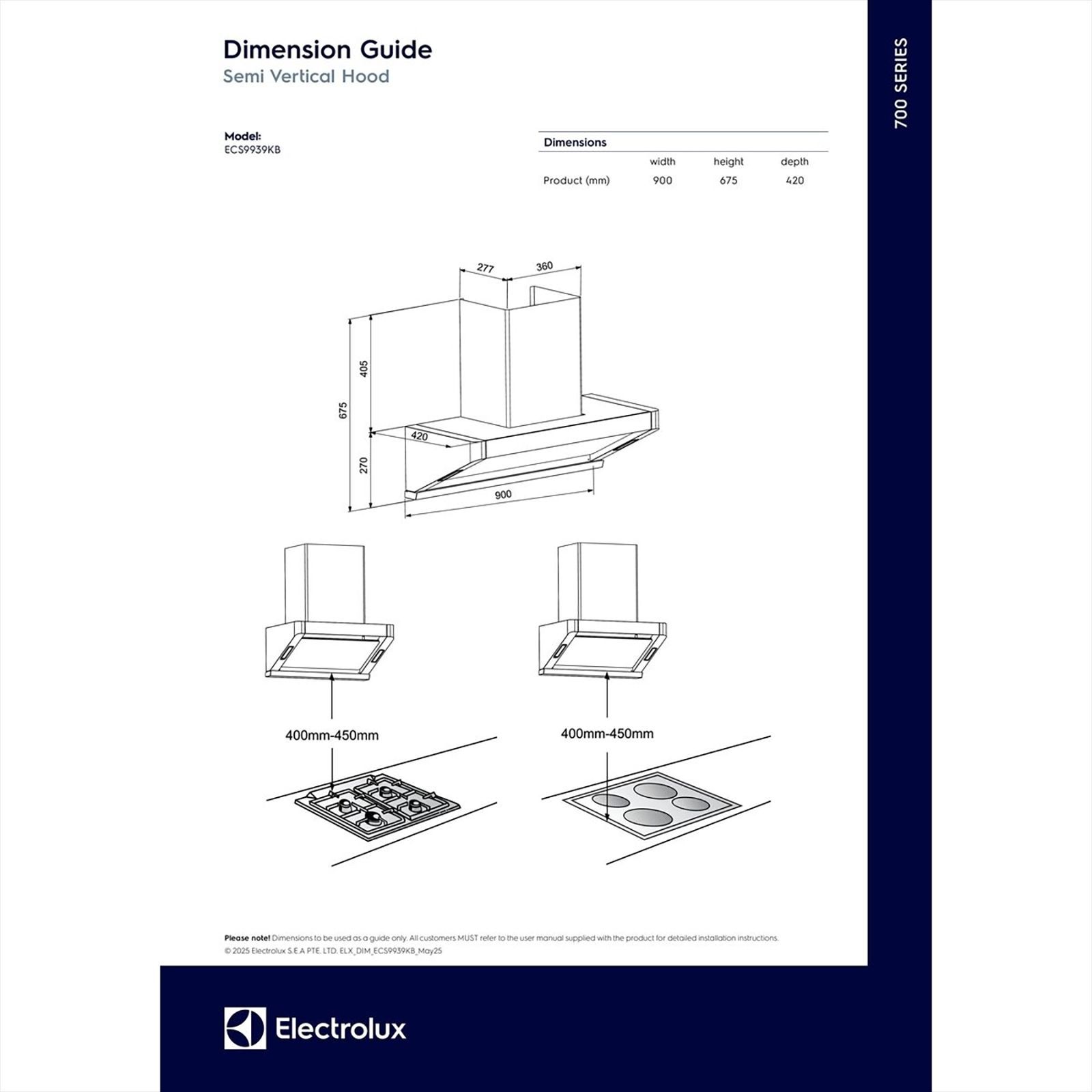 Electrolux 700 Series 90cm 780m3/hr Ducted Auto Clean Wall Mounted Chimney with Gesture Control (Black)_15