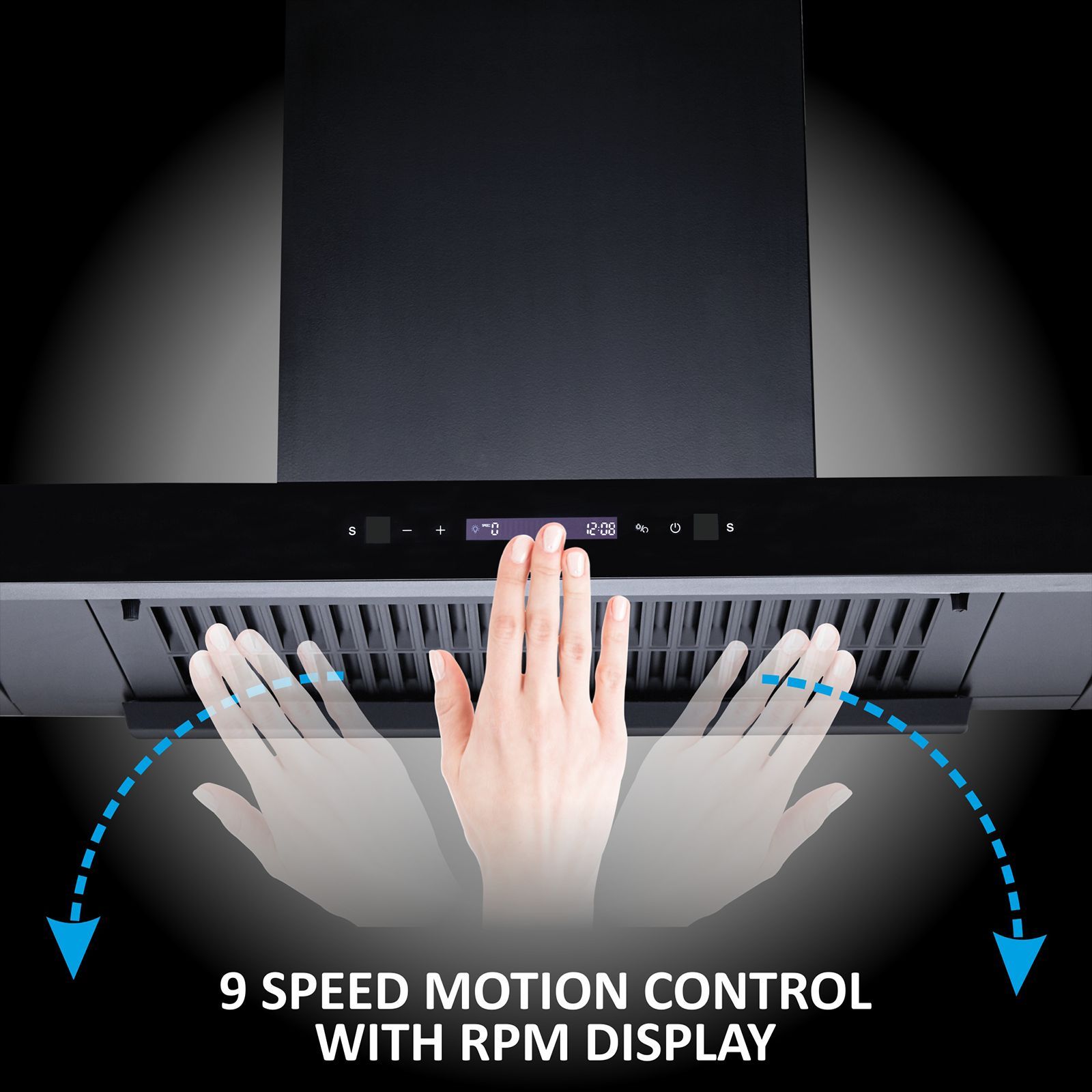 elica FL T90 BLDC HAC LTW MS NERO 90cm 1500m3/hr Ductless Auto Clean Wall Mounted Chimney with Motion Sensor (Black)_4