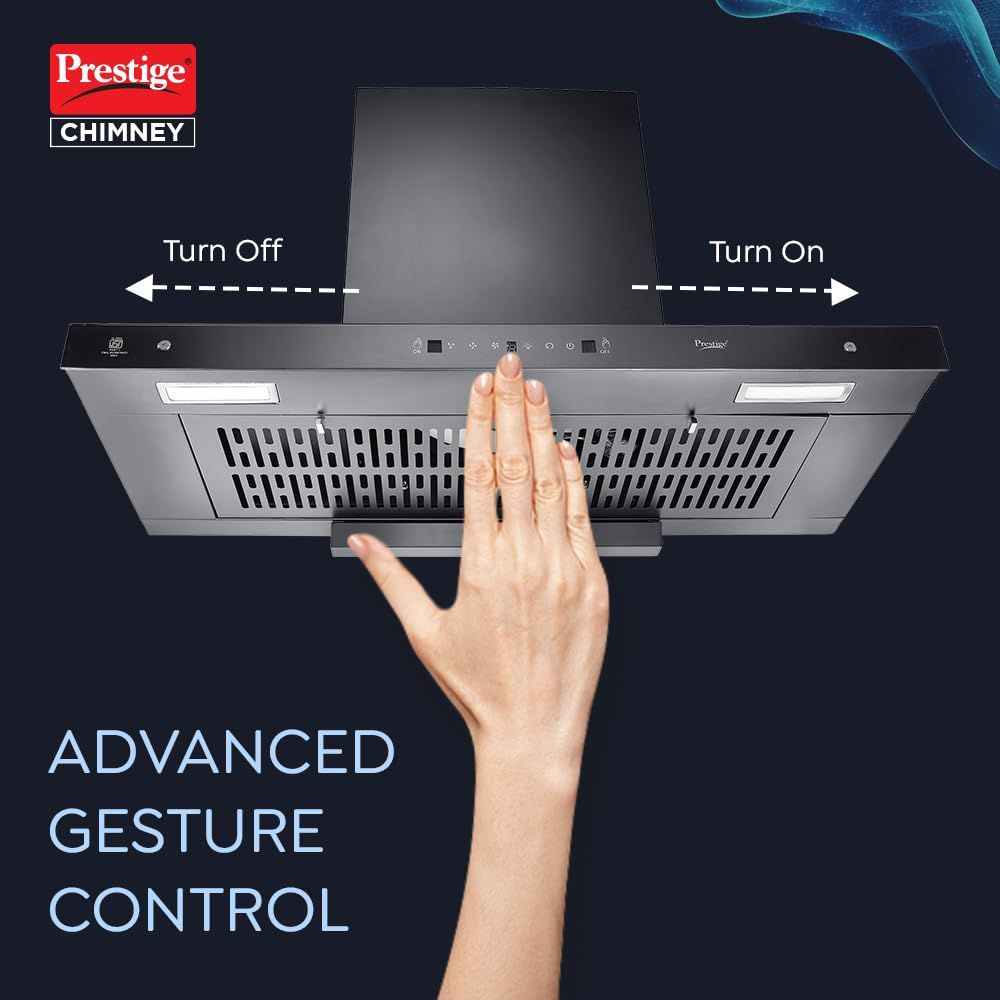 Prestige Edge 900 90cm 2038.81m3/hr Ducted Auto Clean Wall Mounted Chimney with Revolutionary Motion Sensor (Black)_3