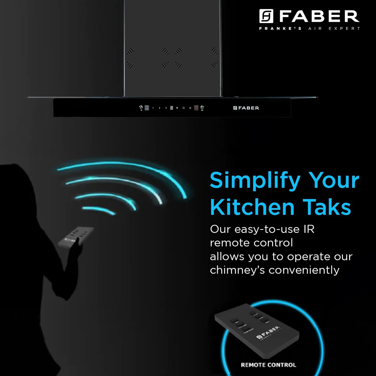 FABER HOOD COSMOS 3D HC SC BK BF 90cm 1400m3/hr Ductless Auto Clean Wall Mounted Chimney with Odour Sensor (Black)_11
