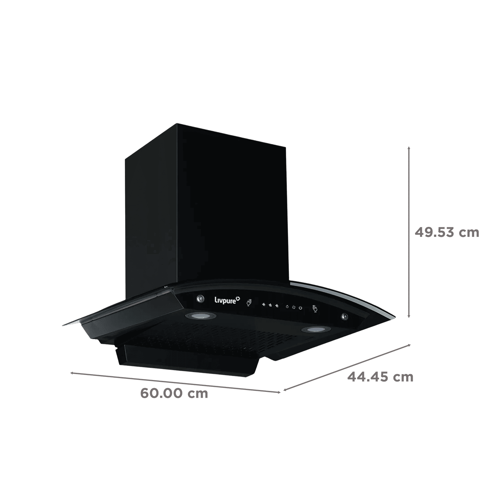 Livepure Swirl 60cm 1400m3/hr Ducted Auto Clean Wall Mounted Chimney with Motion Sensor Controls (Black)_2