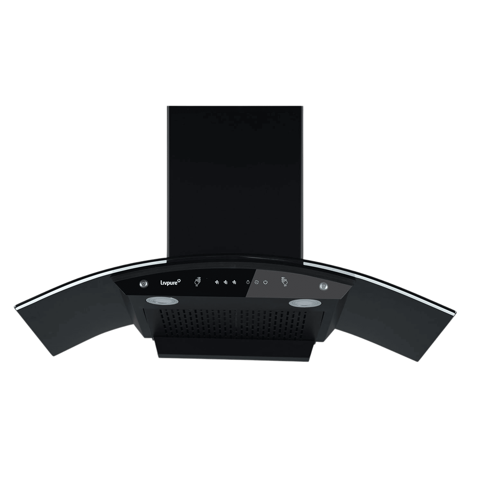 Livepure Swirl 90cm 1400m3/hr Ducted Auto Clean Wall Mounted Chimney with Motion Sensor Controls (Black) Livepure Swirl 90cm 1400m3/hr Ducted Auto Clean Wall Mounted Chimney with Motion Sensor Controls (Black)_1