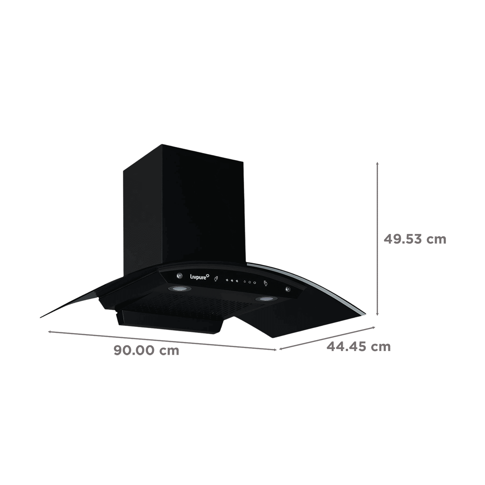 Livepure Swirl 90cm 1400m3/hr Ducted Auto Clean Wall Mounted Chimney with Motion Sensor Controls (Black) Livepure Swirl 90cm 1400m3/hr Ducted Auto Clean Wall Mounted Chimney with Motion Sensor Controls (Black)_2