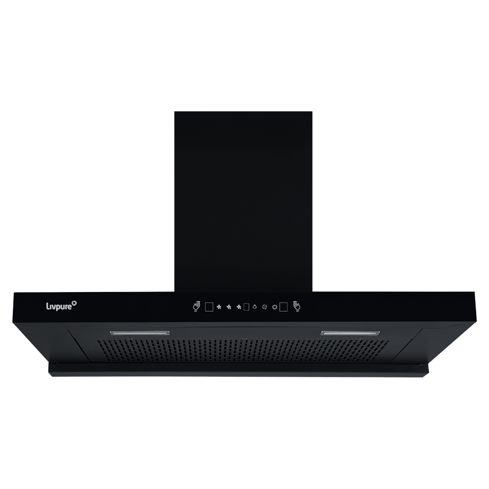 Livepure Ether 90cm 1350m3/hr Ducted Auto Clean Wall Mounted Chimney with Motion Sensor Controls (Black)_1