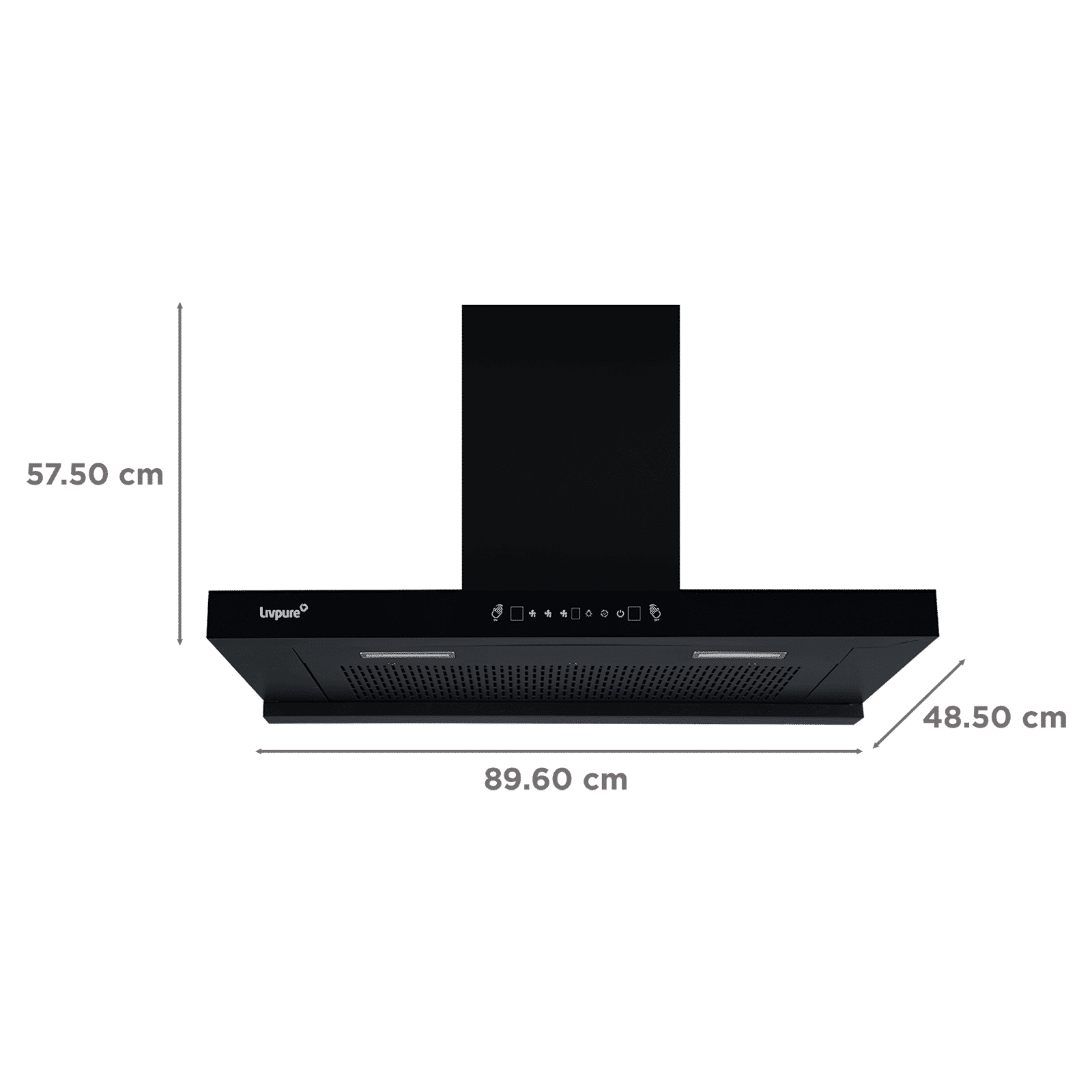 Livepure Ether 90cm 1350m3/hr Ducted Auto Clean Wall Mounted Chimney with Motion Sensor Controls (Black)_2