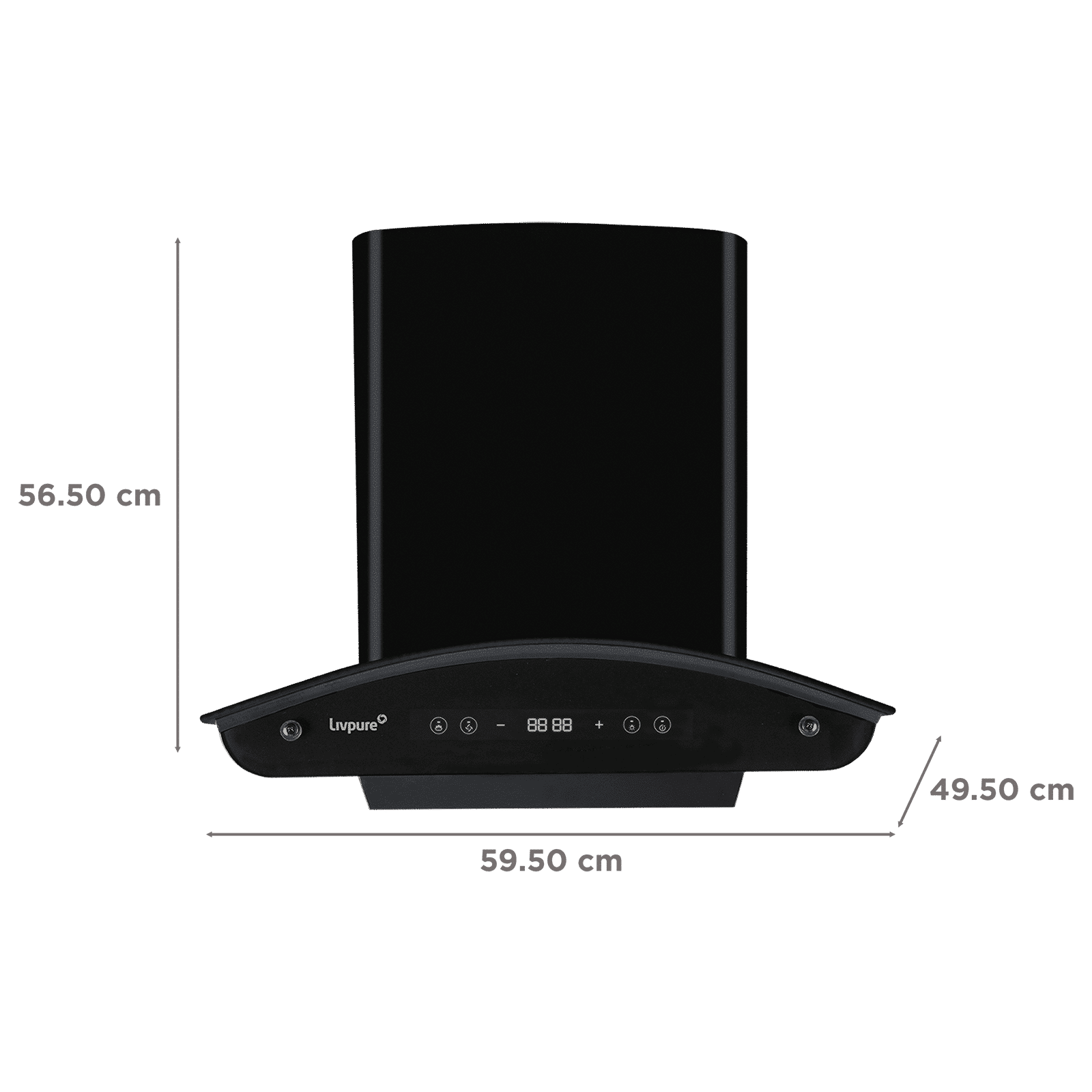 Livepure Invictor Plus 60cm 1450m3/hr Ducted Auto Clean Wall Mounted Chimney with Smart Touch & Gesture Control Panel (Black)_2