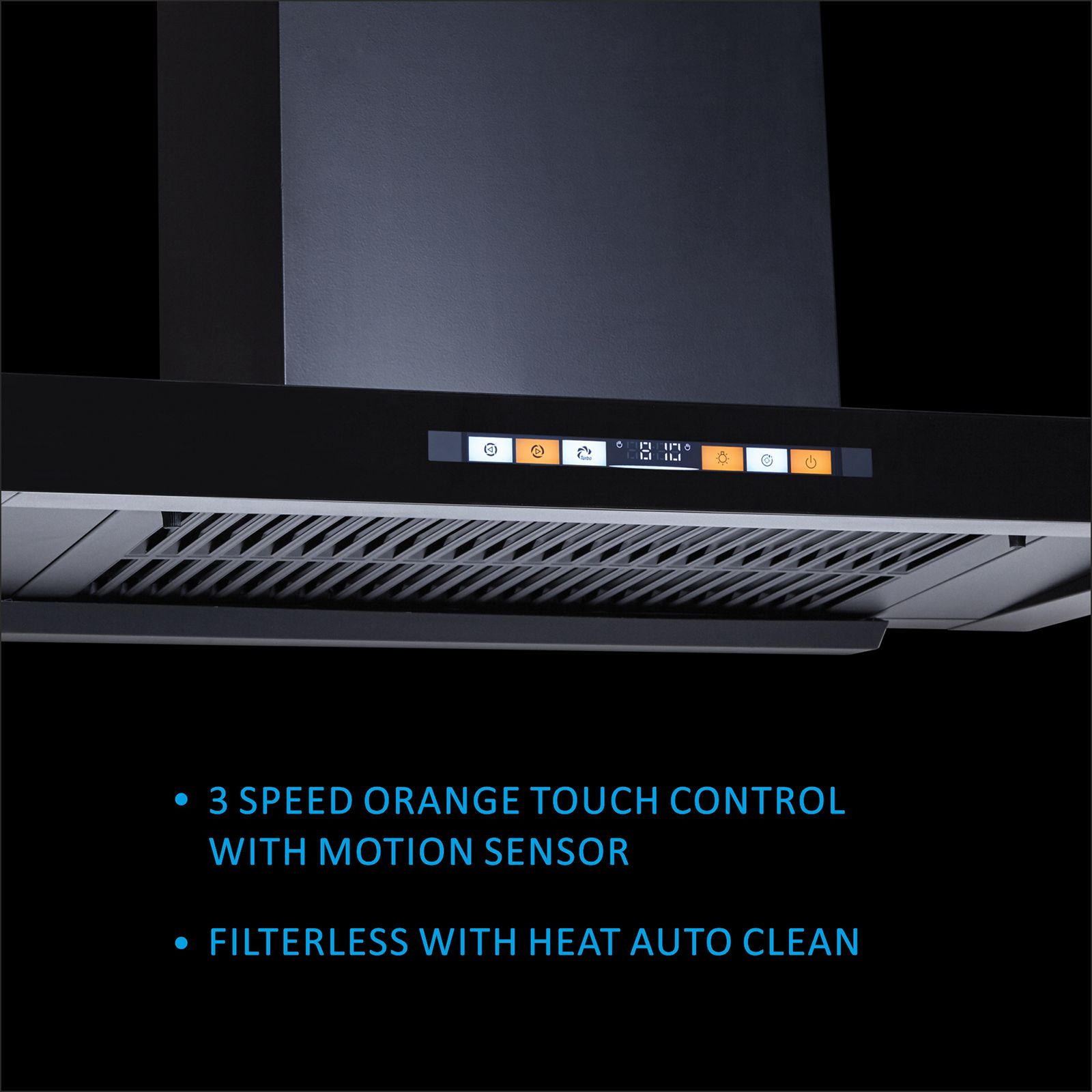 elica T90 MAX HS ORG FL HAC LTW MS NERO 90cm 1600m3/hr Ductless Auto Clean Wall Mounted Chimney with Motion Sensor (Black)_3