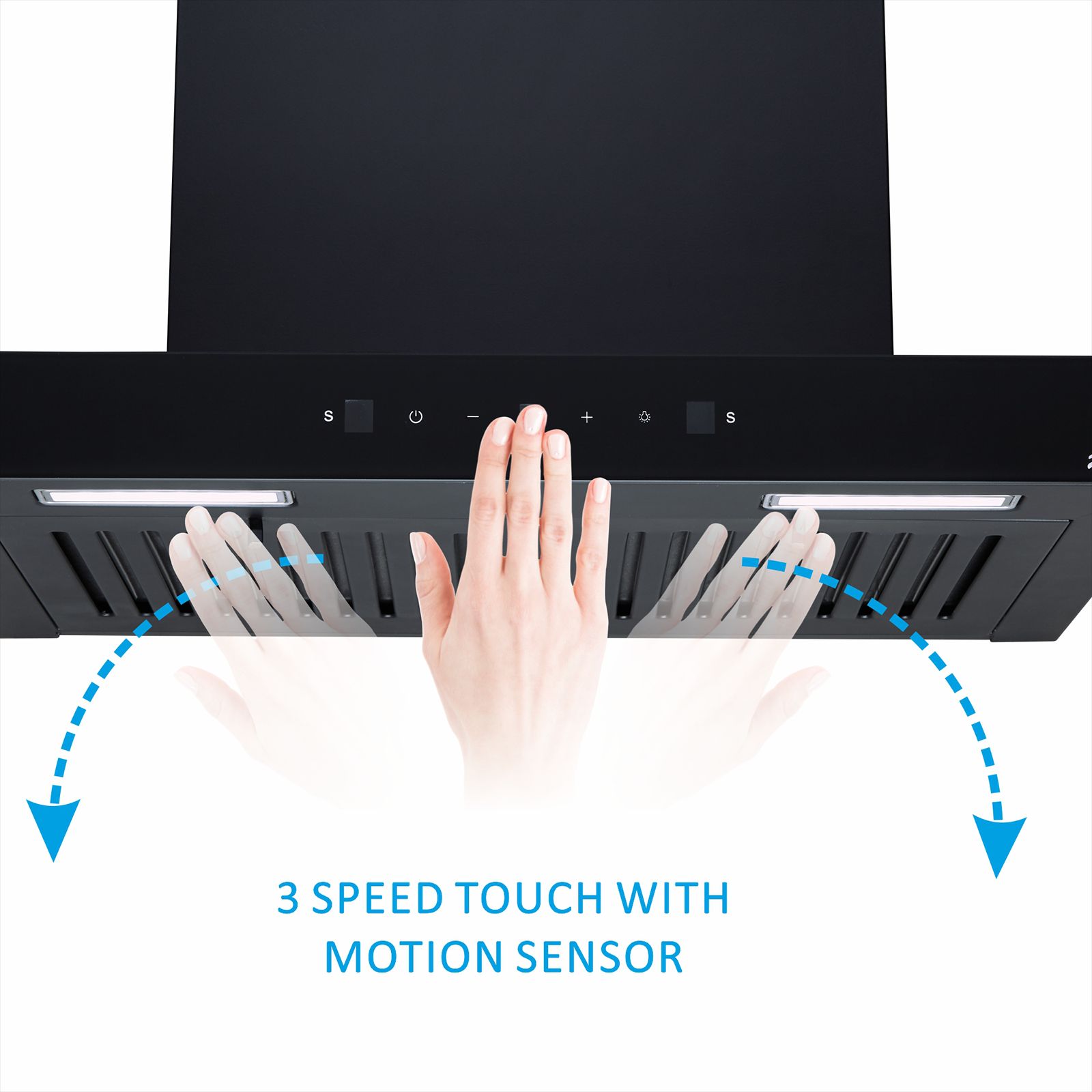 elica SPT H6 60 TOUCH BF LTW MS NERO 60cm 1600m3/hr Ductless Auto Clean Wall Mounted Chimney with Motion Sensor (Black)_3