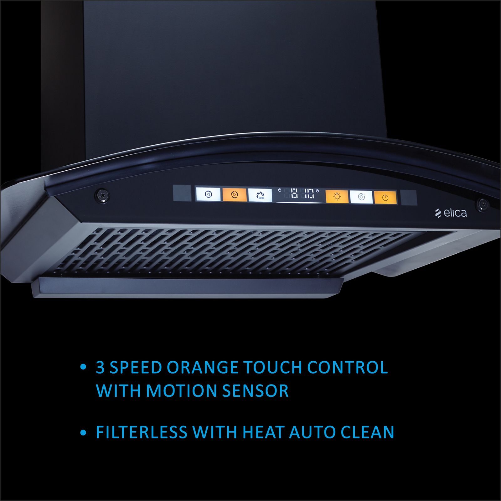 elica WD HS ORG FL 600 HAC LTW MS NERO 60cm 1600m3/hr Ductless Auto Clean Wall Mounted Chimney with Motion Sensor (Black)_4