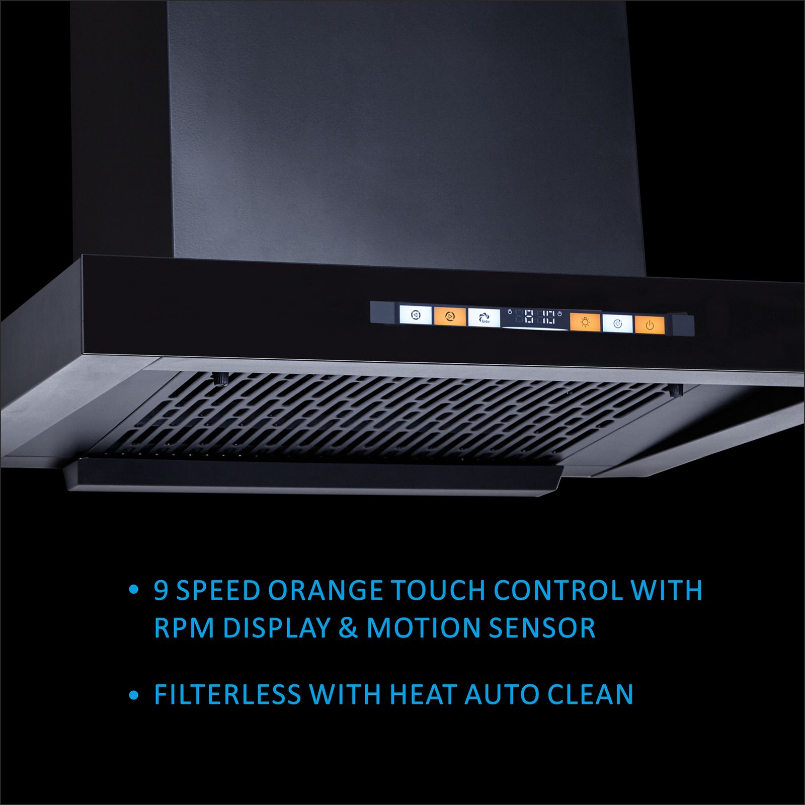 elica T60 SMART BLDC FL HAC LTW MS NERO 60cm 1600m3/hr Ductless Auto Clean Wall Mounted Chimney with Motion Sensor (Black)_2