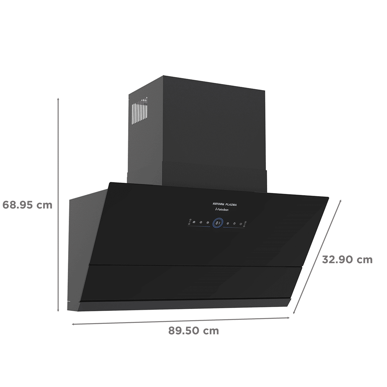 Kutchina ALPHA 90cm 1450m3/hr Ducted Auto Clean Wall Mounted Chimney with Wave Sensor (Black)_2
