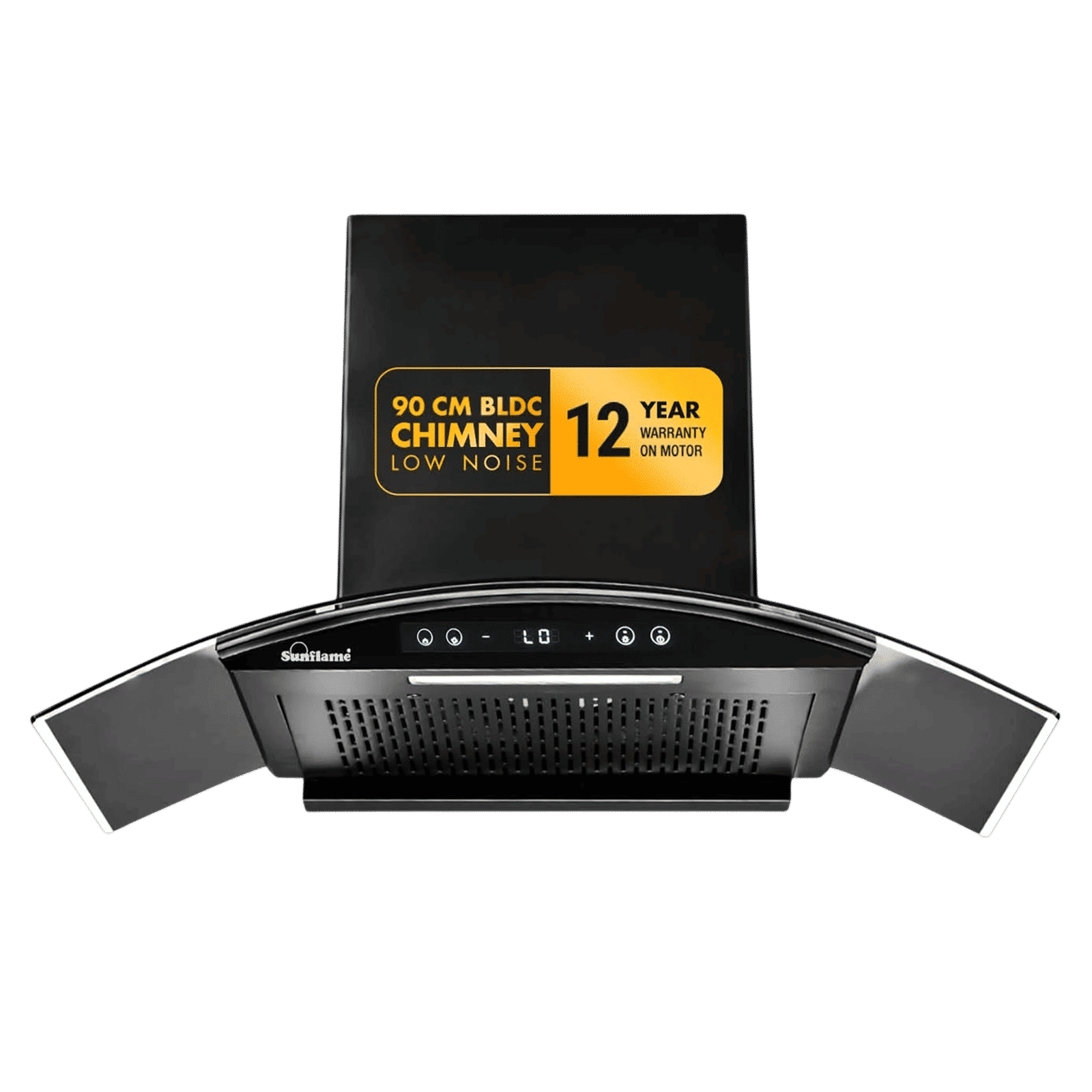 Sunflame SF-RE90 90cm 1400m3/hr Ducted Auto Clean Wall Mounted Chimney with Motion Senor Control (Black)_1