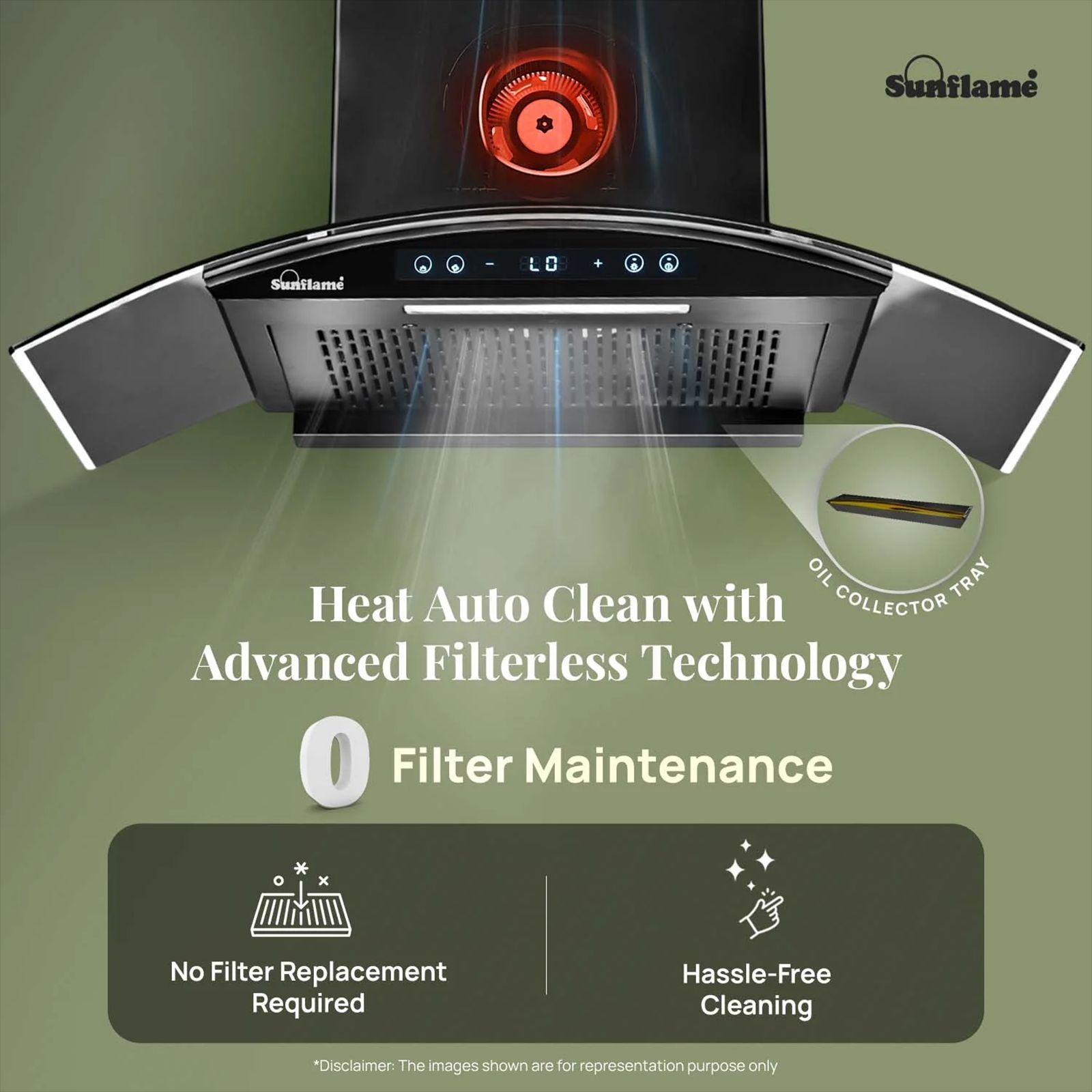 Sunflame SF-RE90 90cm 1400m3/hr Ducted Auto Clean Wall Mounted Chimney with Motion Senor Control (Black)_7