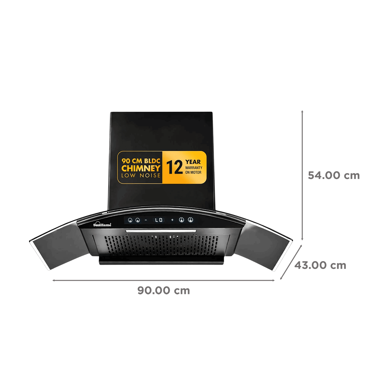 Sunflame SF-RE90 90cm 1400m3/hr Ducted Auto Clean Wall Mounted Chimney with Motion Senor Control (Black) Sunflame SF-RE90 90cm 1400m3/hr Ducted Auto Clean Wall Mounted Chimney with Motion Senor Control (Black)_2