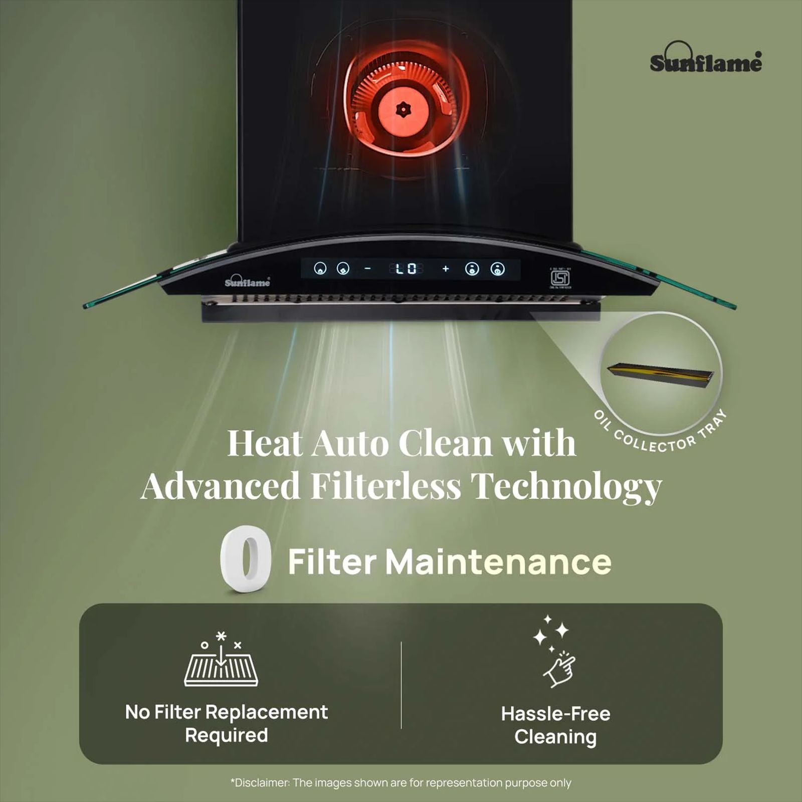 Sunflame SF-RE75 75cm 1400m3/hr Ducted Auto Clean Wall Mounted Chimney with Motion Senor Control (Black)_7