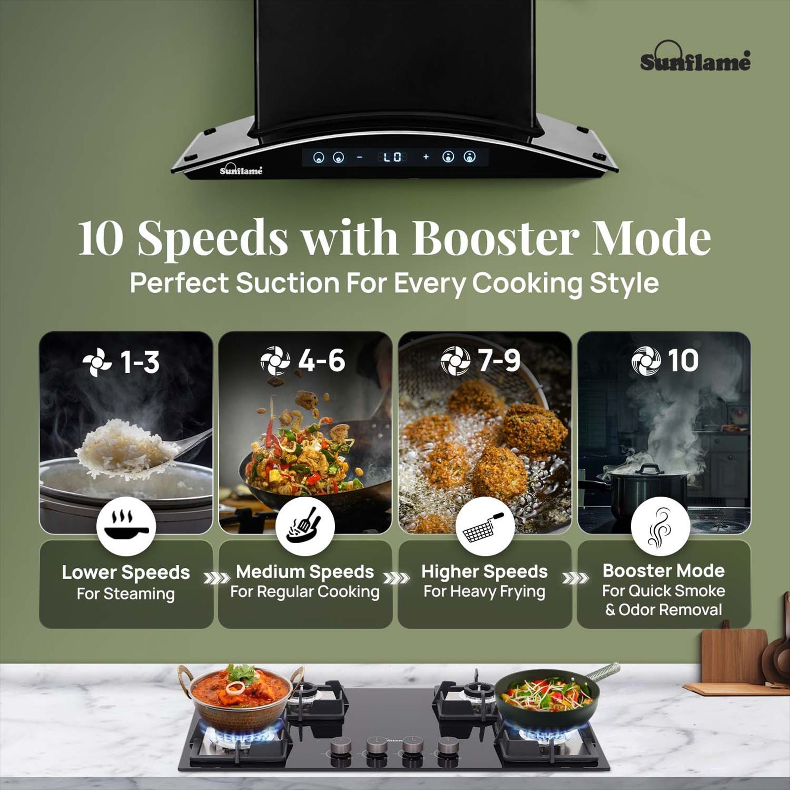 Sunflame SF-RE60 60cm 1400m3/hr Ducted Auto Clean Wall Mounted Chimney with Motion Senor Control (Black)_6