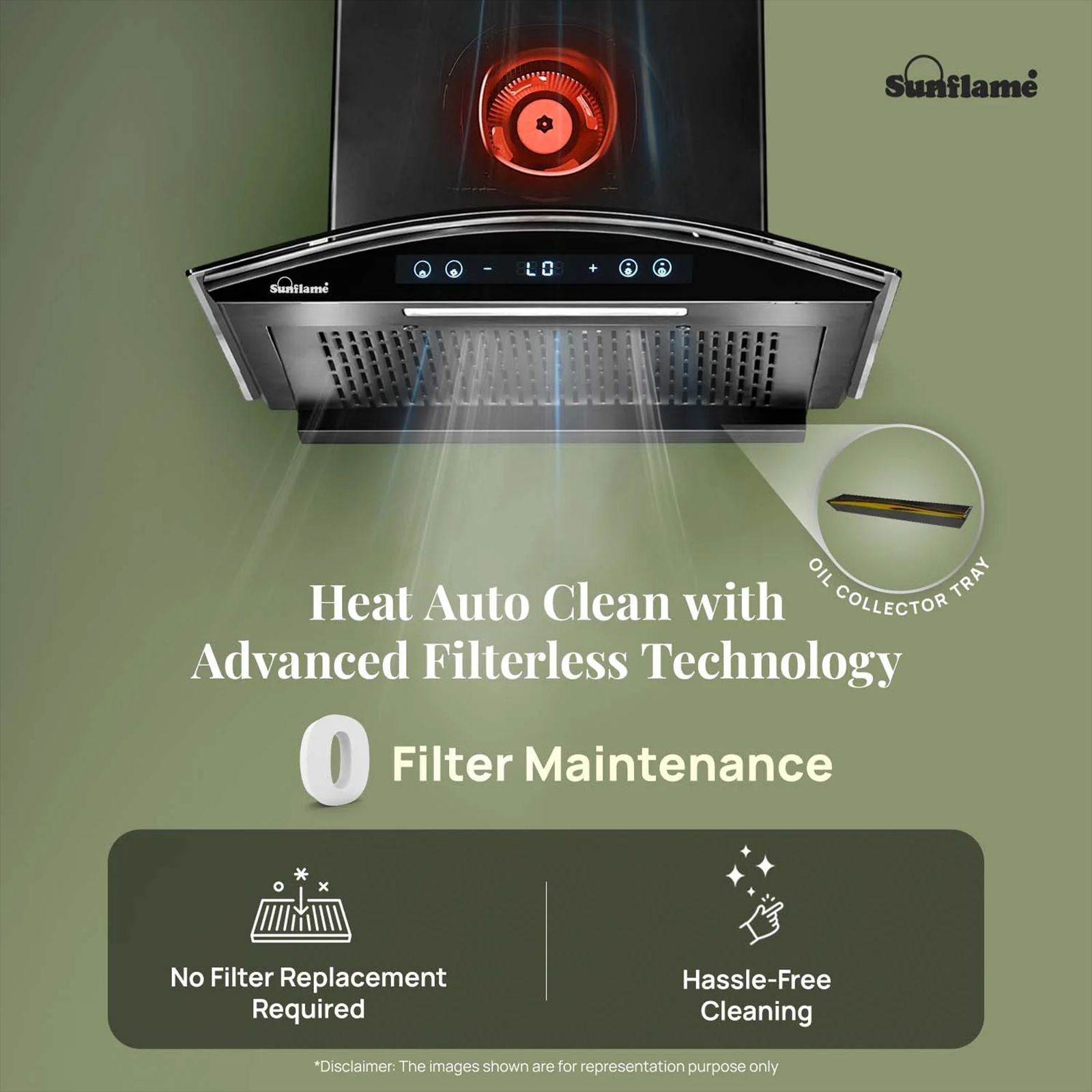 Sunflame SF-RE60 60cm 1400m3/hr Ducted Auto Clean Wall Mounted Chimney with Motion Senor Control (Black)_7