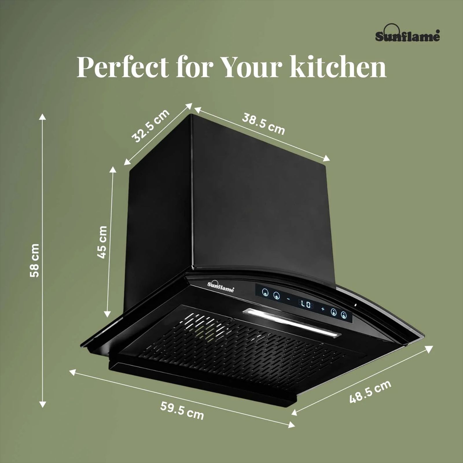 Sunflame SF-RE60 60cm 1400m3/hr Ducted Auto Clean Wall Mounted Chimney with Motion Senor Control (Black)_8