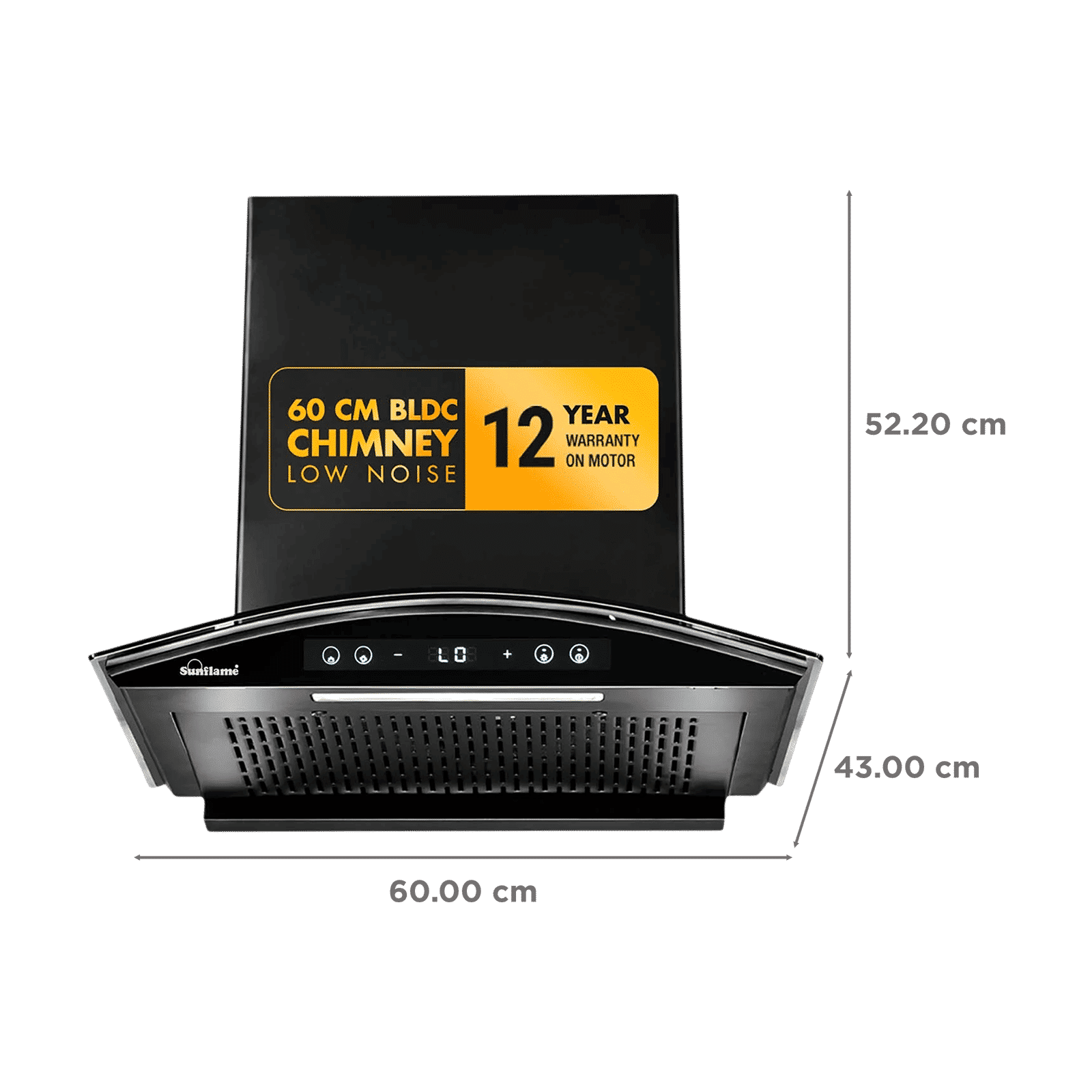 Sunflame SF-RE60 60cm 1400m3/hr Ducted Auto Clean Wall Mounted Chimney with Motion Senor Control (Black) Sunflame SF-RE60 60cm 1400m3/hr Ducted Auto Clean Wall Mounted Chimney with Motion Senor Control (Black)_2