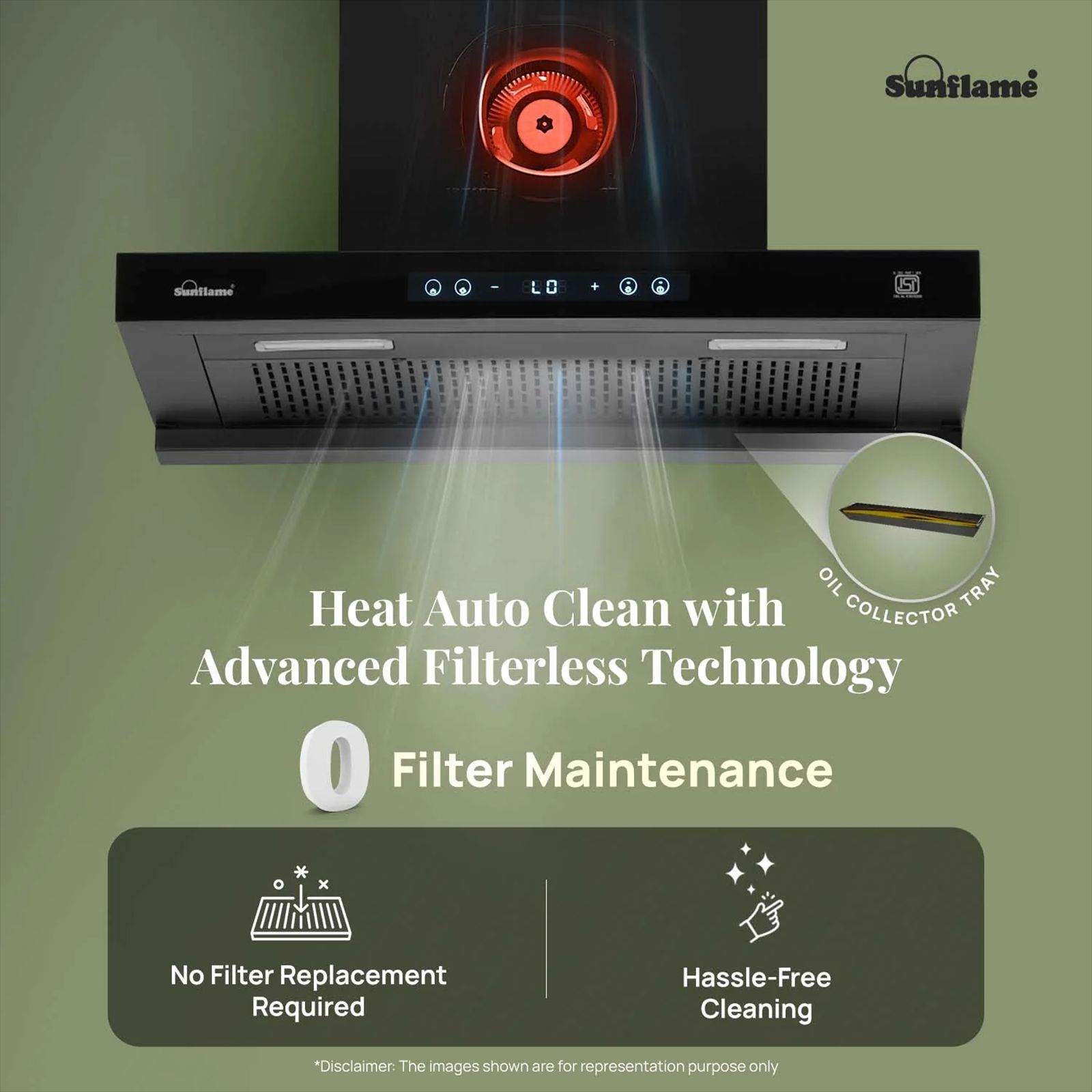 Sunflame SF-AS75 75cm 1400m3/hr Ducted Auto Clean Wall Mounted Chimney with Motion Senor Control (Black)_7