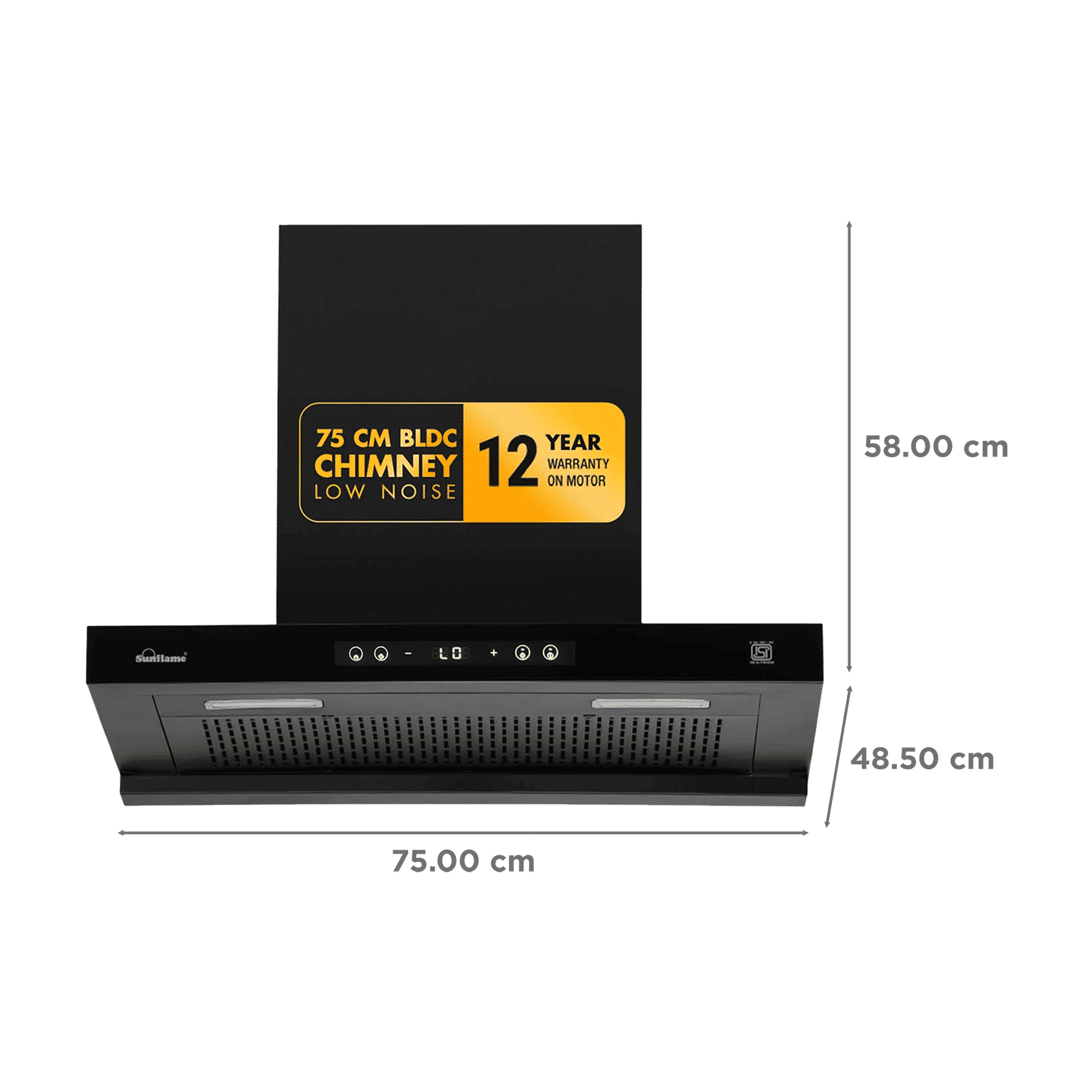 Sunflame SF-AS75 75cm 1400m3/hr Ducted Auto Clean Wall Mounted Chimney with Motion Senor Control (Black) Sunflame SF-AS75 75cm 1400m3/hr Ducted Auto Clean Wall Mounted Chimney with Motion Senor Control (Black)_2