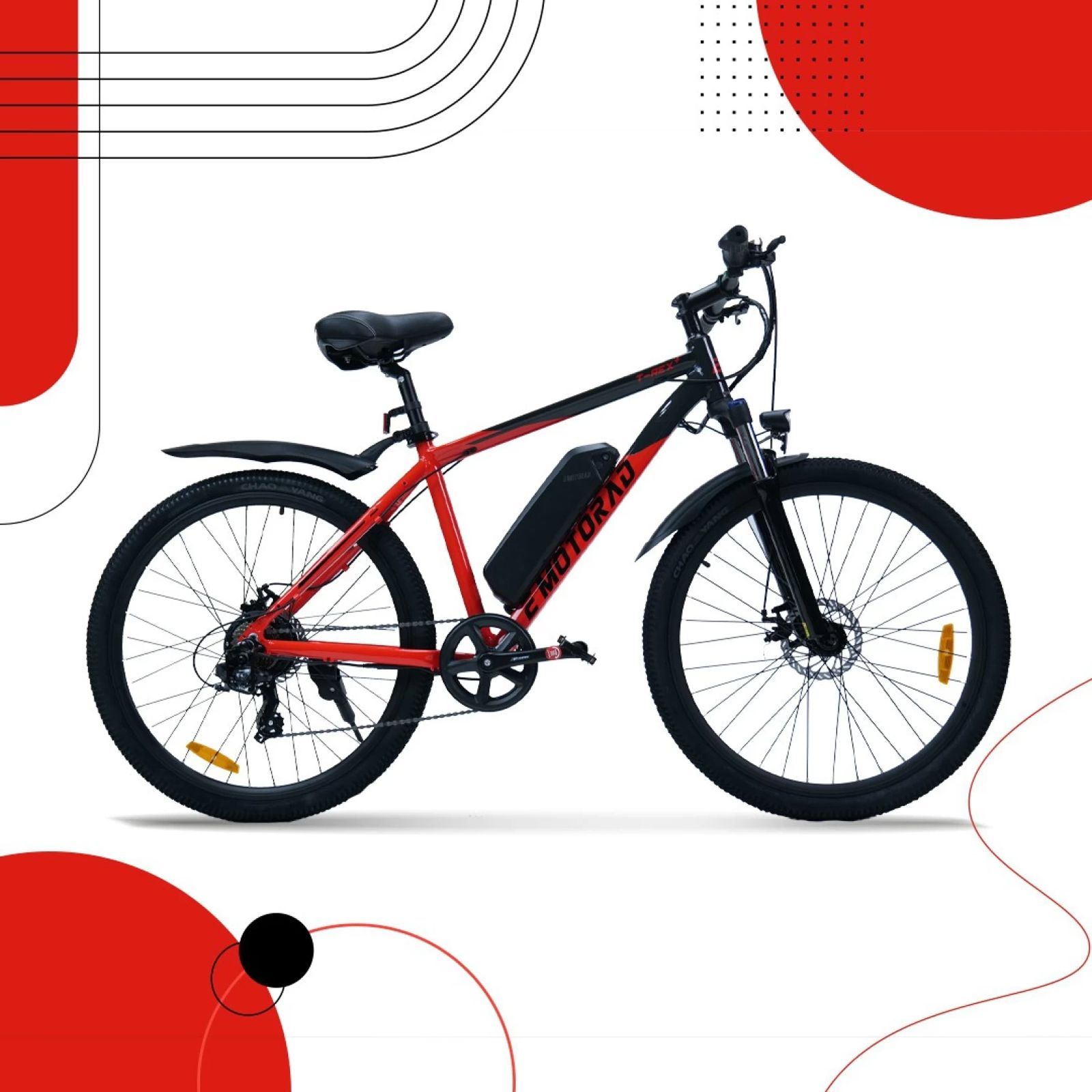 E MOTORAD T-Rex Electric Cycle (250W Hub Motor, M006, Red)_4