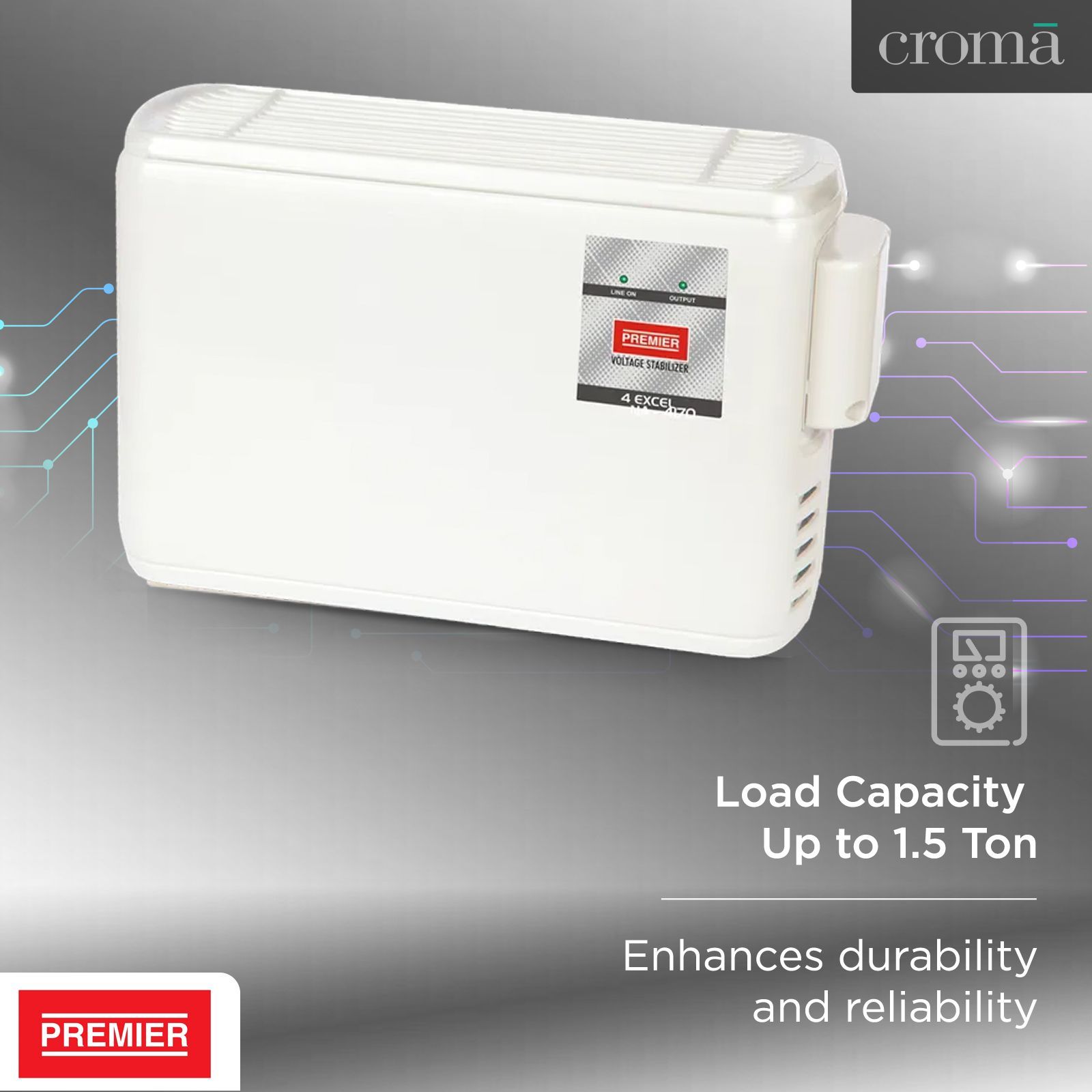 Premier 4KVA Excel Voltage Stabilizer For 1.5T Air Conditioner (185 - 265 V, Digital Display, 169915, White) Premier 4KVA Excel Voltage Stabilizer For 1.5T Air Conditioner (185 - 265 V, Digital Display, 169915, White)_4