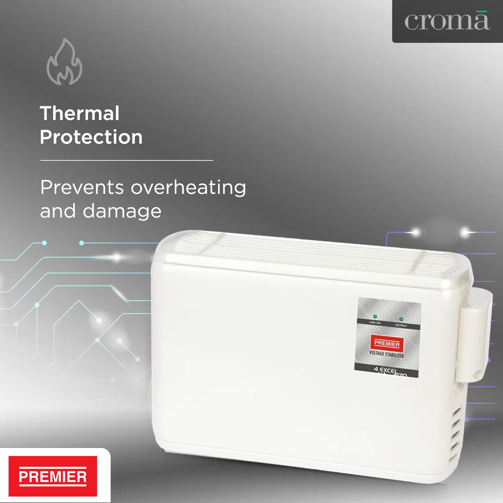 Premier 4KVA Excel Voltage Stabilizer For 1.5T Air Conditioner (185 - 265 V, Digital Display, 169915, White) Premier 4KVA Excel Voltage Stabilizer For 1.5T Air Conditioner (185 - 265 V, Digital Display, 169915, White)_5