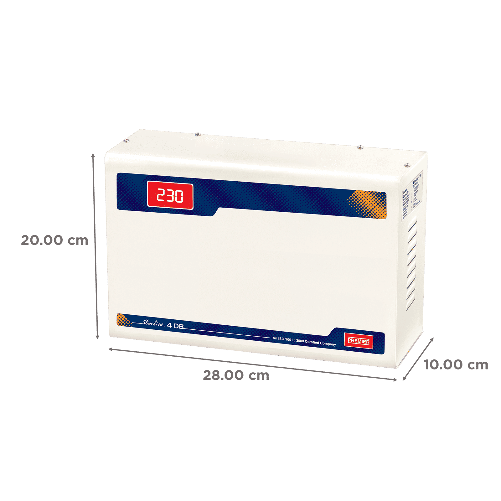 Premier Slimline Double Boost 12 Amps Voltage Stabilizer For 1.5T Air Conditioner (145 - 270 V, Digital Display, 4KVA, White)_3