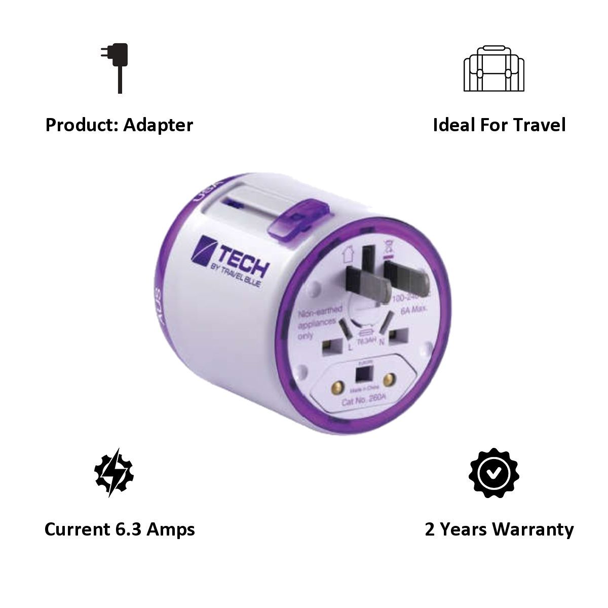 TRAVEL BLUE Twist & Slide World Travel Adaptor (262, White) TRAVEL BLUE Twist & Slide World Travel Adaptor (262, White)_5