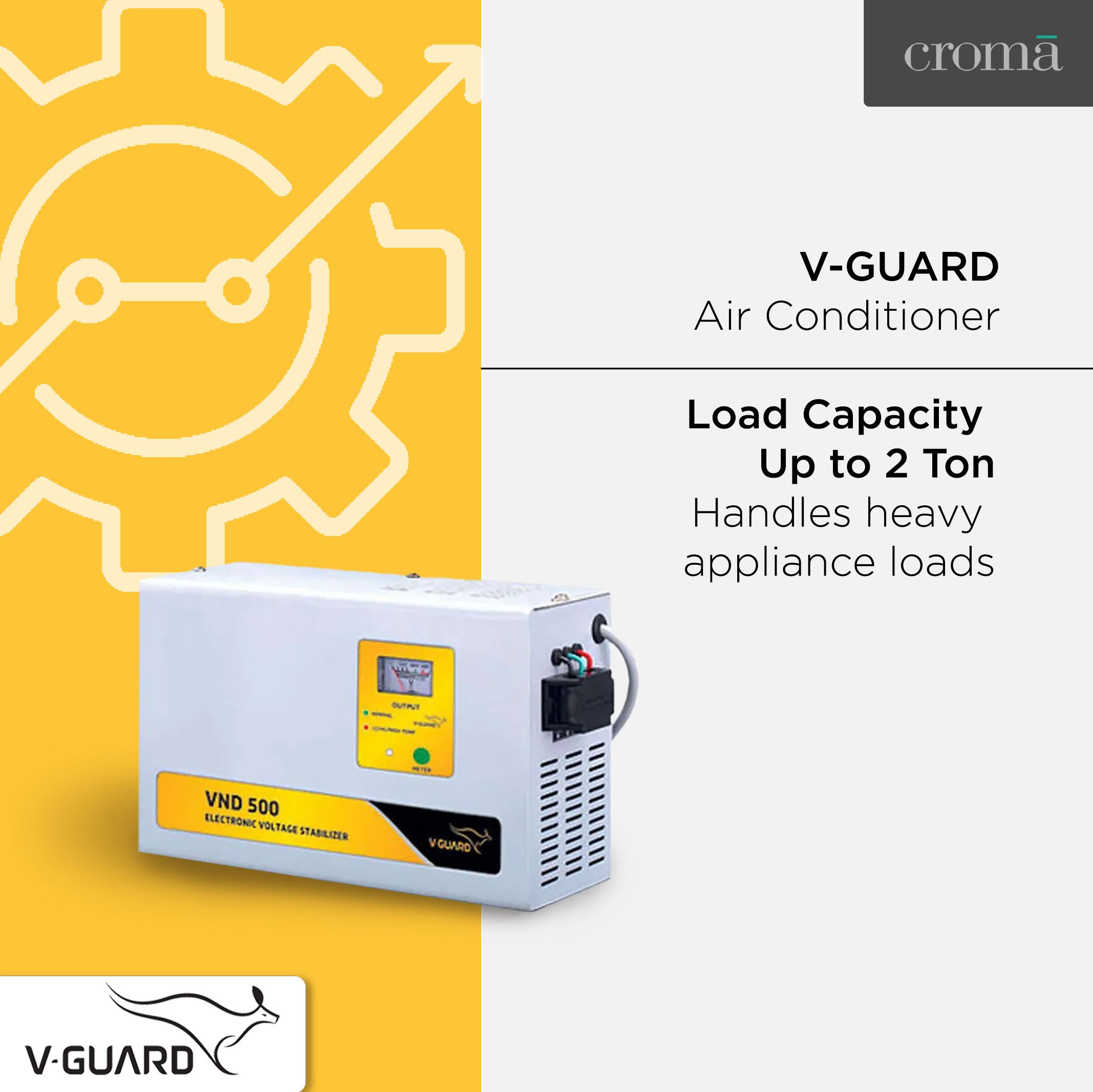 V-Guard 15 Amps Voltage Stabilizer For 2T Air Conditioner (150 - 285 V, Digital Display, VND 500, Grey) V-Guard 15 Amps Voltage Stabilizer For 2T Air Conditioner (150 - 285 V, Digital Display, VND 500, Grey)_5