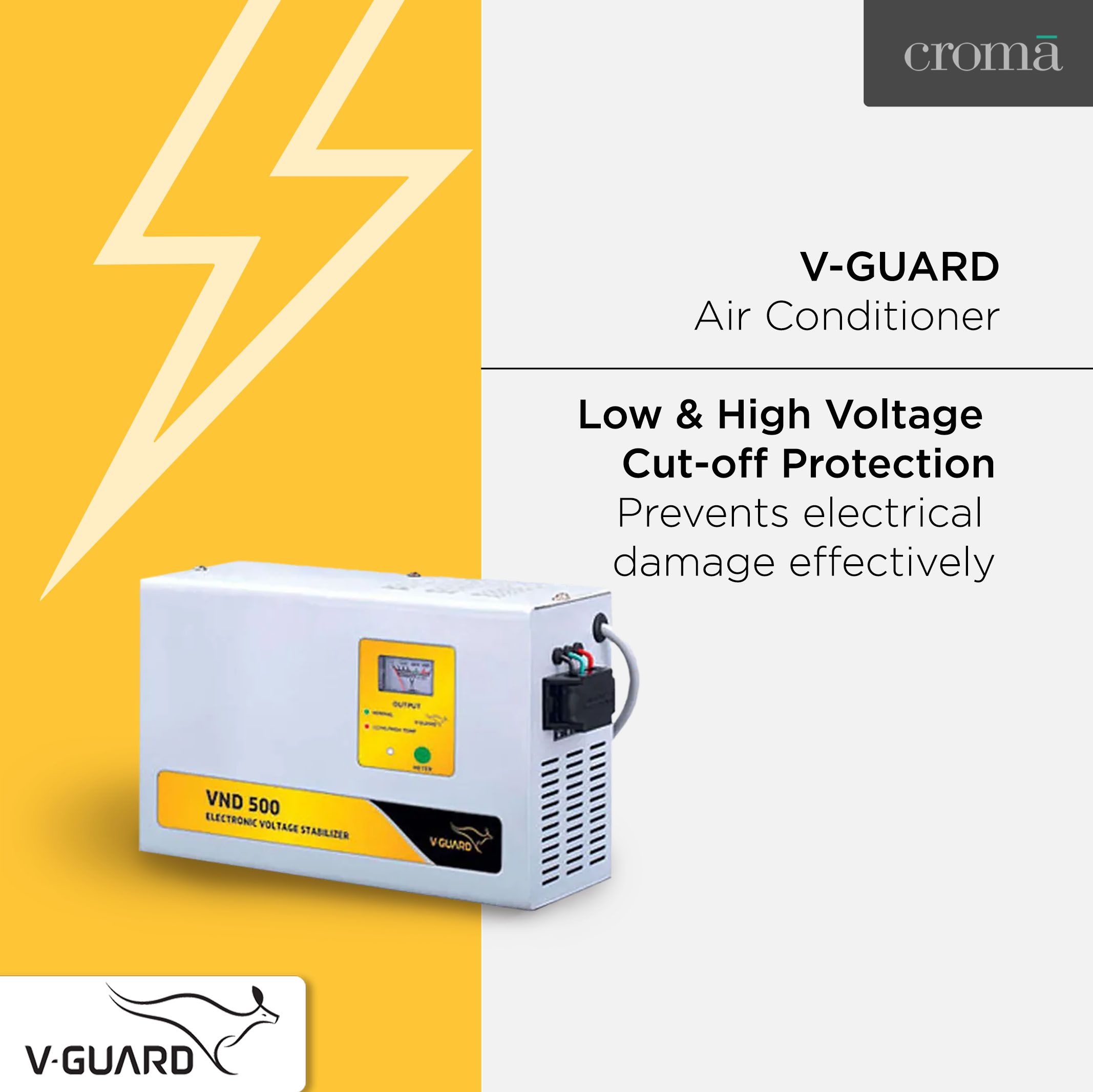 V-Guard 15 Amps Voltage Stabilizer For 2T Air Conditioner (150 - 285 V, Digital Display, VND 500, Grey) V-Guard 15 Amps Voltage Stabilizer For 2T Air Conditioner (150 - 285 V, Digital Display, VND 500, Grey)_6