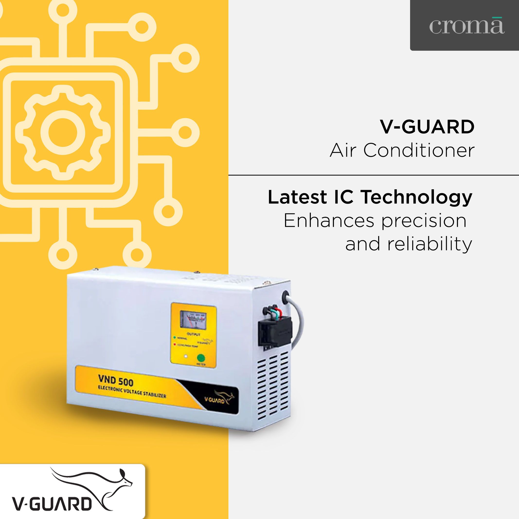 V-Guard 15 Amps Voltage Stabilizer For 2T Air Conditioner (150 - 285 V, Digital Display, VND 500, Grey) V-Guard 15 Amps Voltage Stabilizer For 2T Air Conditioner (150 - 285 V, Digital Display, VND 500, Grey)_7