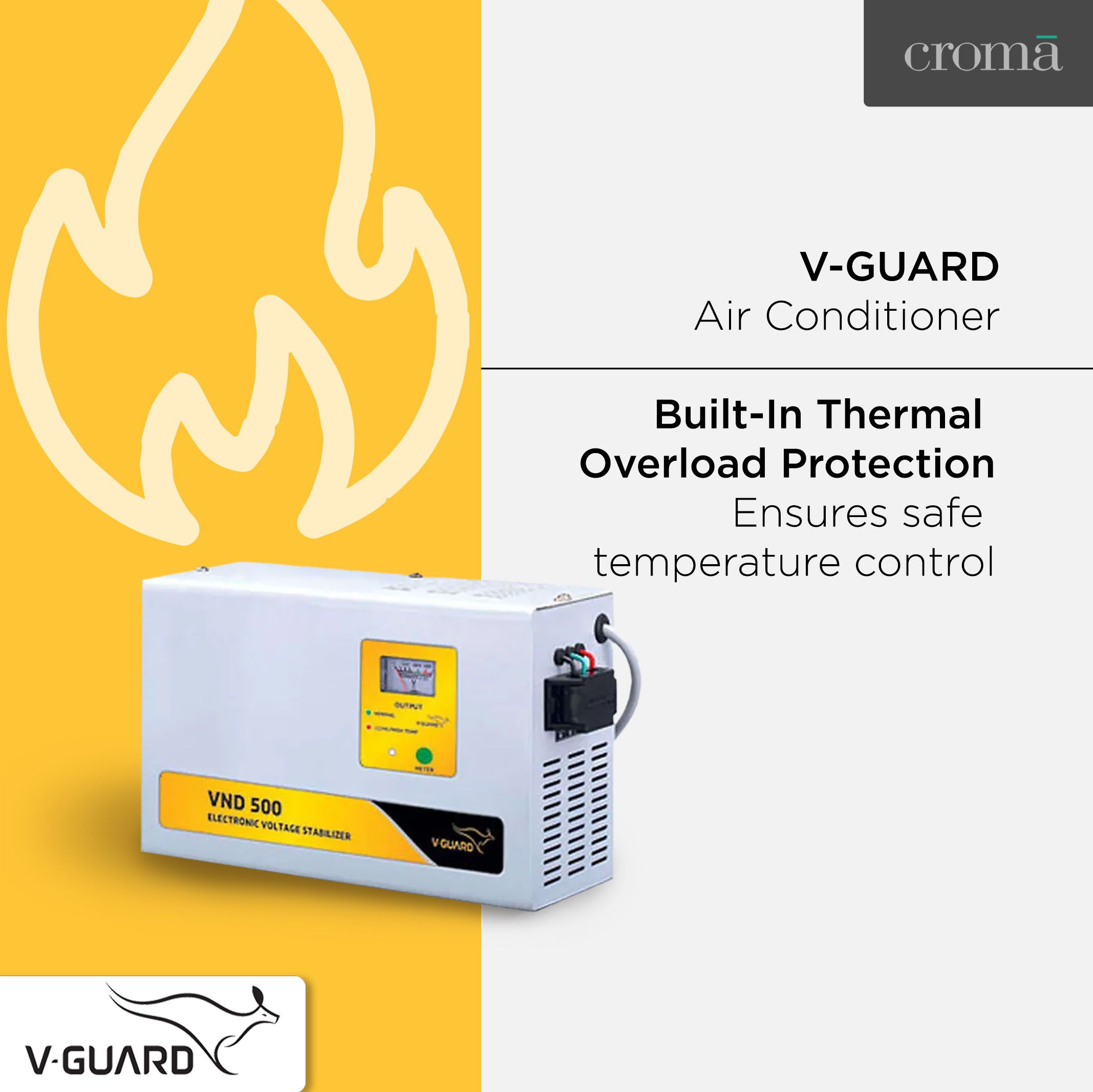 V-Guard 15 Amps Voltage Stabilizer For 2T Air Conditioner (150 - 285 V, Digital Display, VND 500, Grey) V-Guard 15 Amps Voltage Stabilizer For 2T Air Conditioner (150 - 285 V, Digital Display, VND 500, Grey)_8