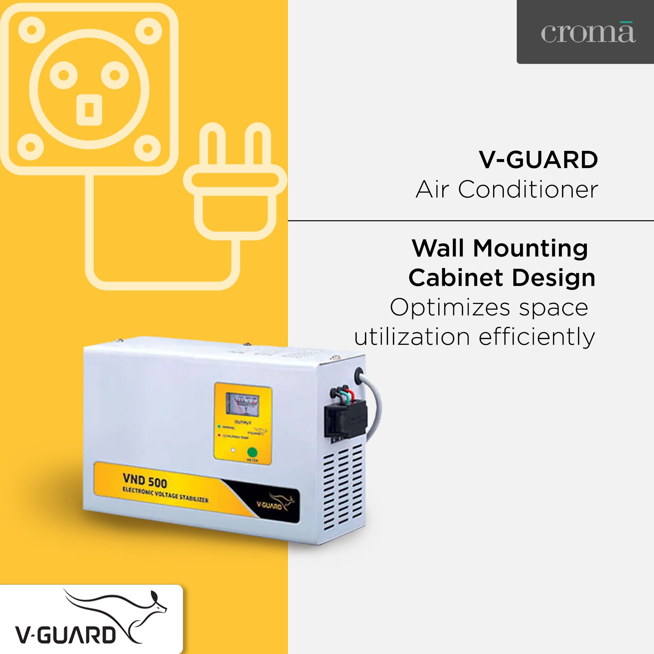 V-Guard 15 Amps Voltage Stabilizer For 2T Air Conditioner (150 - 285 V, Digital Display, VND 500, Grey) V-Guard 15 Amps Voltage Stabilizer For 2T Air Conditioner (150 - 285 V, Digital Display, VND 500, Grey)_9