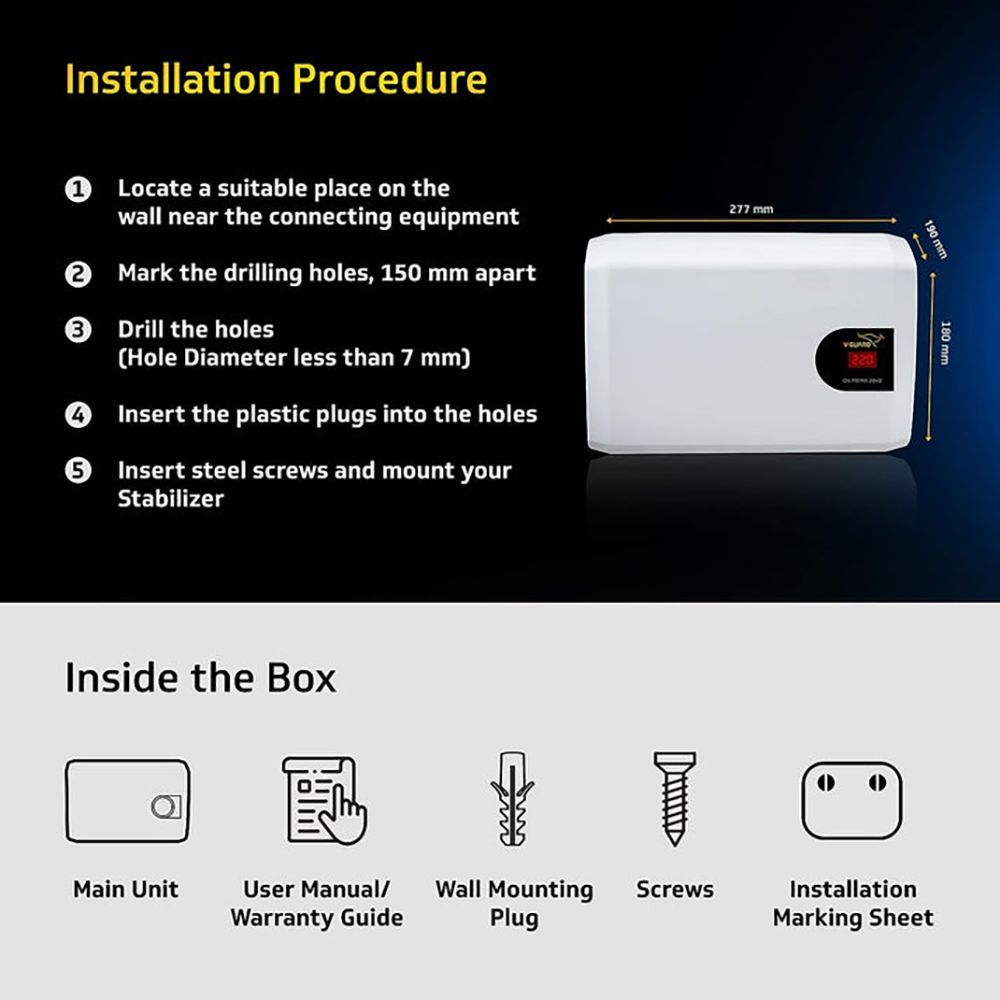 V-Guard iD4 Prima 2040 12 Amps Voltage Stabilizer For 1.5T Air Conditioner (160 - 280 V, Digital Display, White) V-Guard iD4 Prima 2040 12 Amps Voltage Stabilizer For 1.5T Air Conditioner (160 - 280 V, Digital Display, White)_9