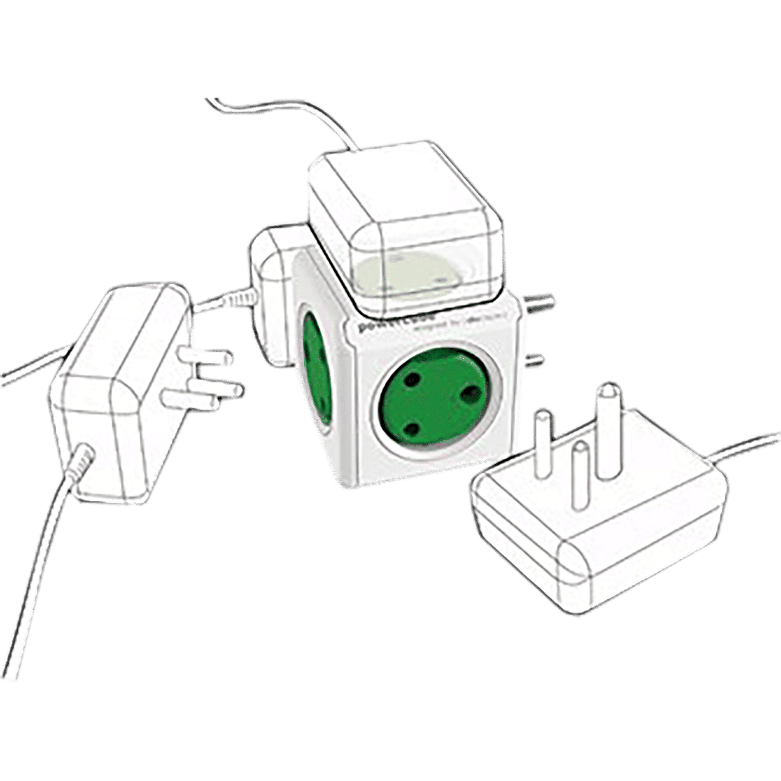 allocacoc Powercube 10 Amp 5 Socket Power Adapter (6500GN/INORPC, Green) allocacoc Powercube 10 Amp 5 Socket Power Adapter (6500GN/INORPC, Green)_3